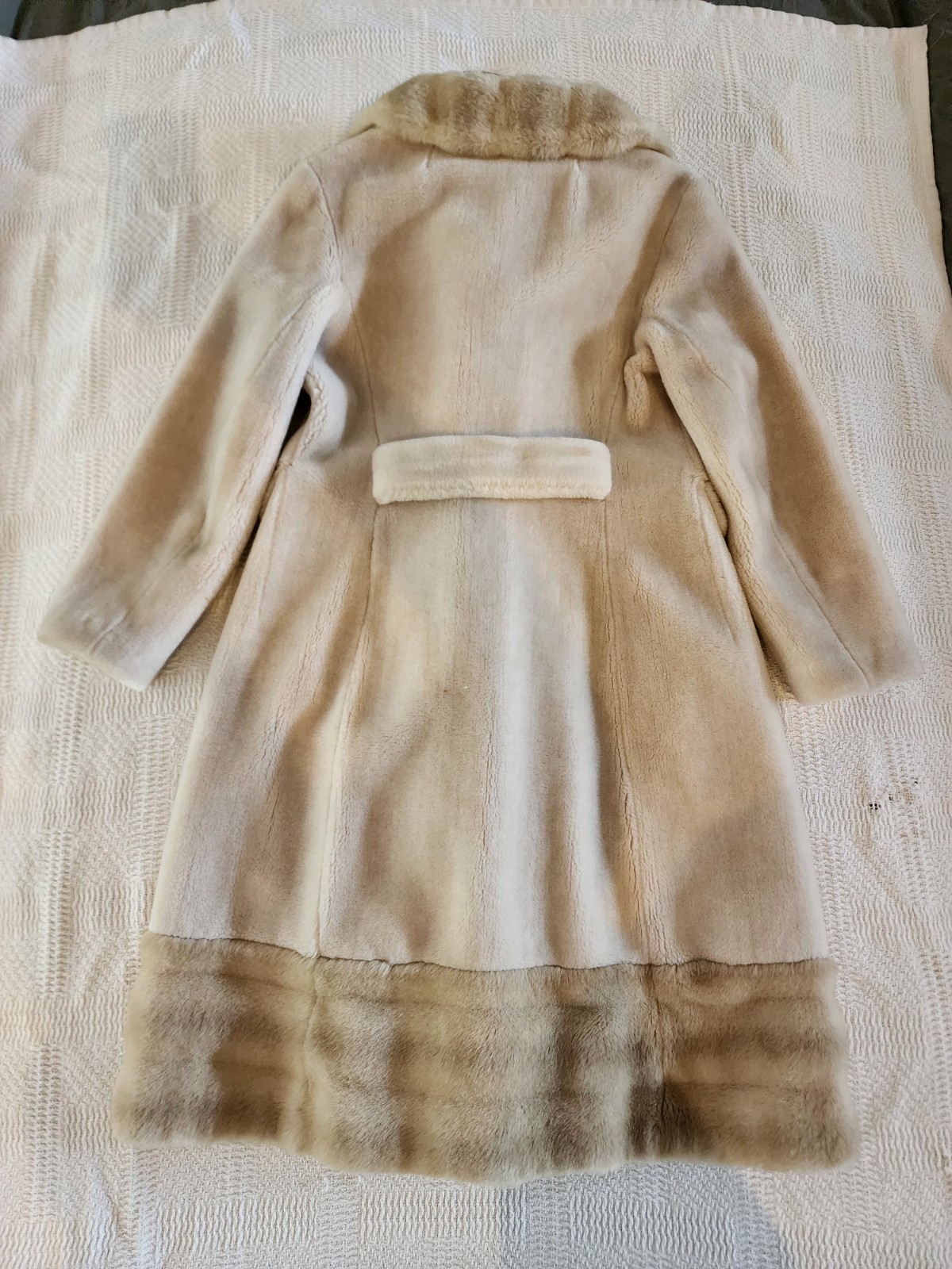 Borgana Beige Brown Faux Fur Women’s Vintage Coat Double Breasted