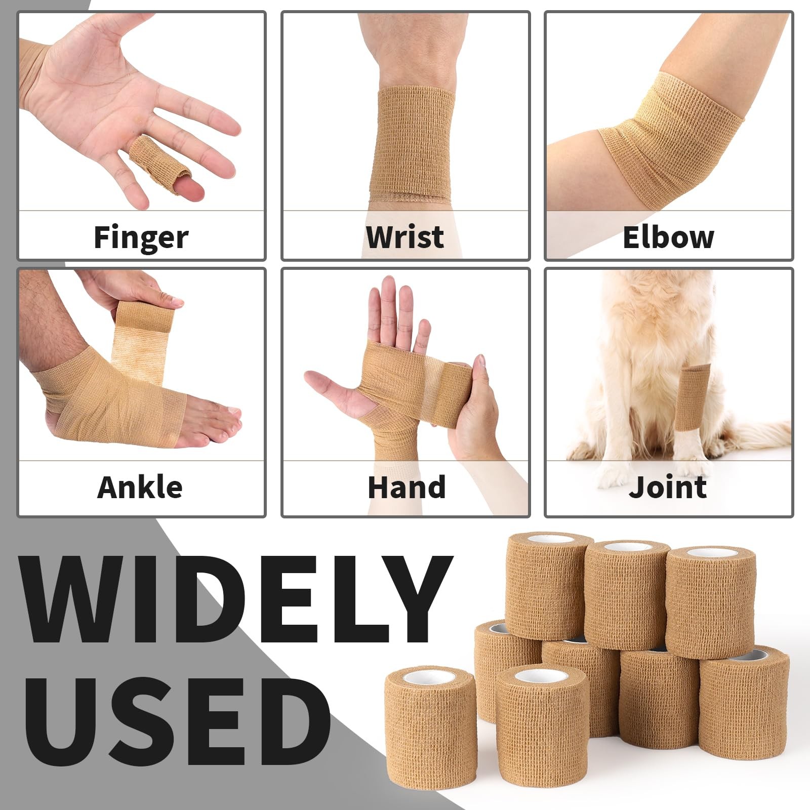54-Pack 4″x5yd Self-Adhesive Cohesive Bandage Wrap – Bulk Skin Color Vet Tape