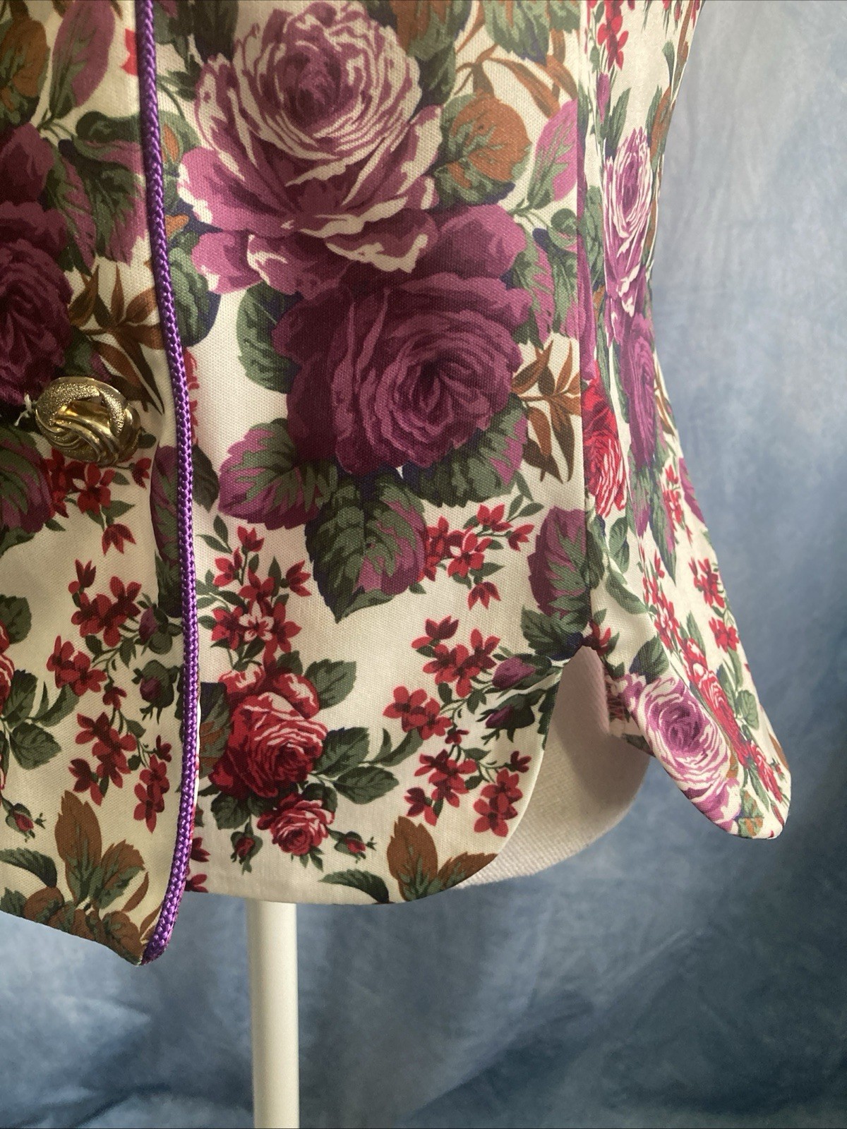 Vtg 80s 90s Whirlaway Frocks Floral Peplum Top Blouse Puff Sleeve Shoulder Pads