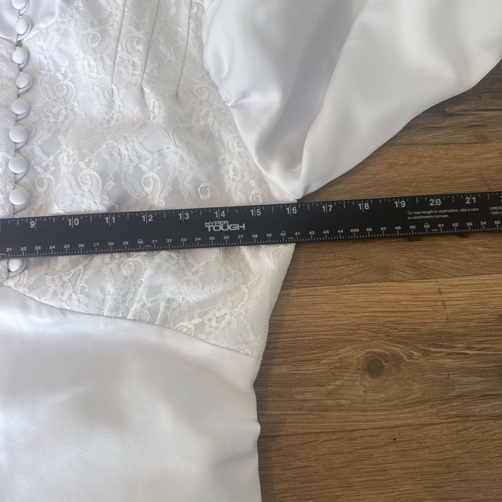 Handsewn 70s Prairie High Neck Wedding Dress Long Puff Sleeves Fits S Train