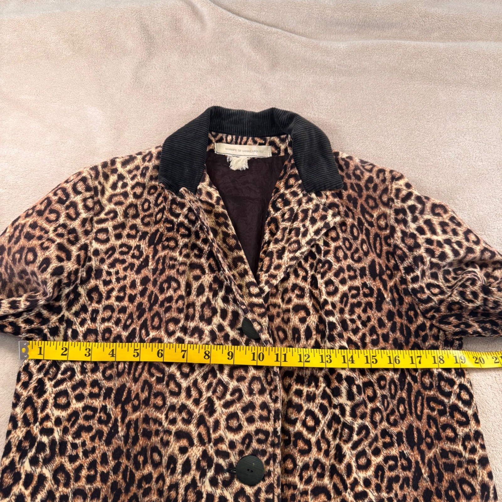 Vintage Leopard Corduroy Swing Coat Mob Wife Rockabilly Pinup Retro Jacket SZ M