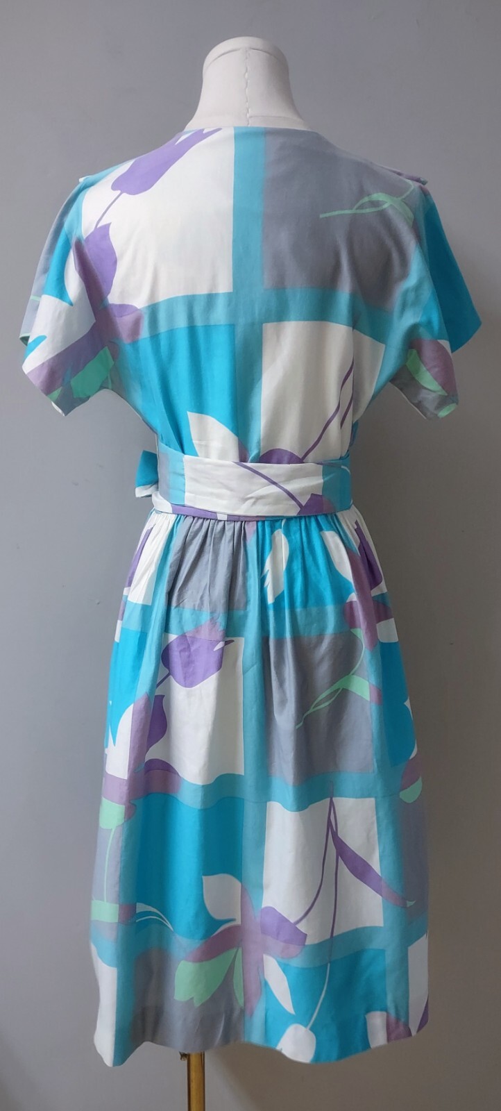 Vintage 70’s The Kollection Ltd Abstract Wrap Polished Cotton Dress Pockets 6-8