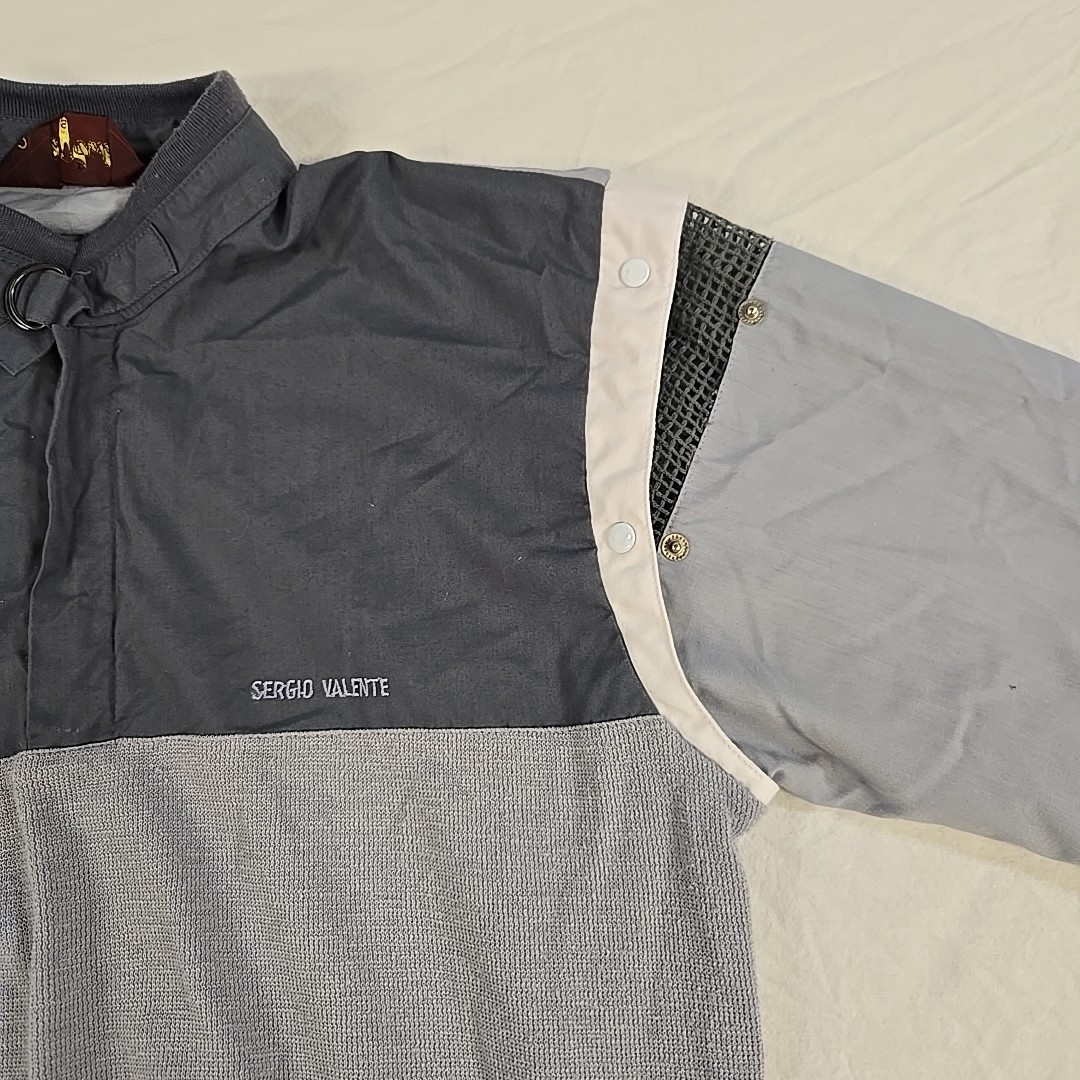 Vintage Sergio Valente 80’s Snap Sleeve Shirt Size Small Gray