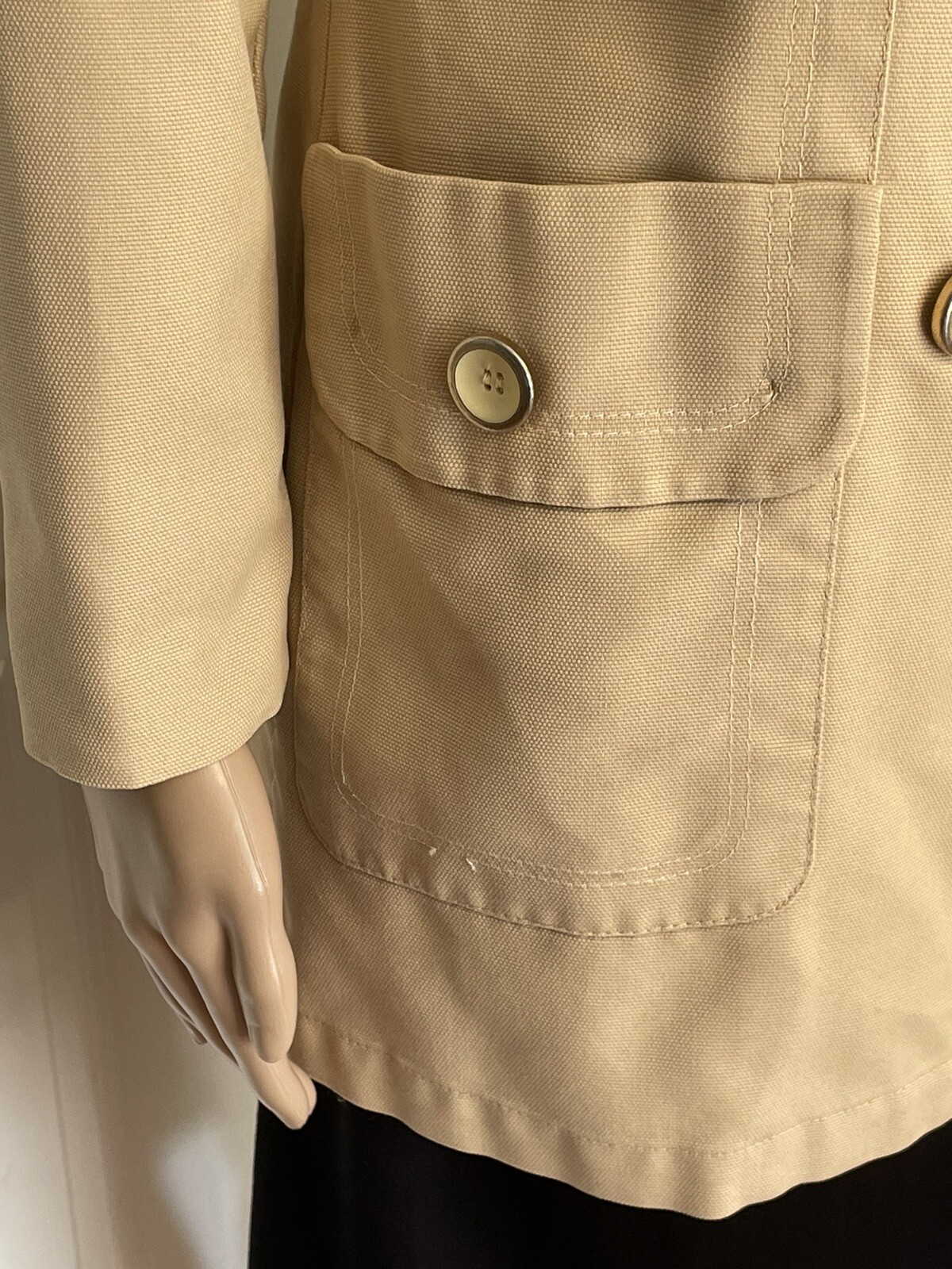 Vintage Jerold Outer Banks Collection XS Beige Double Breasted Lined Jacket Coat