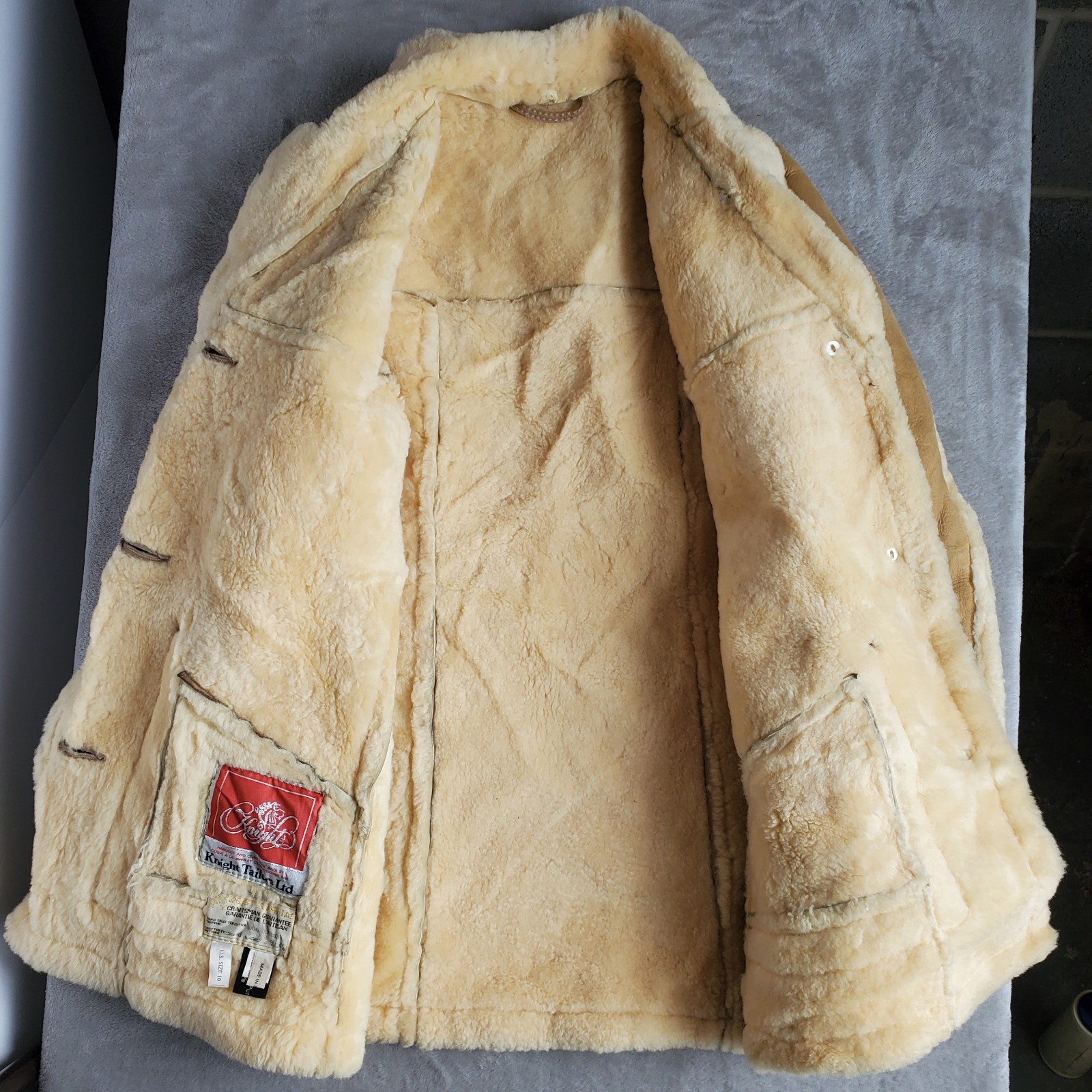 Vintage Knight Tailors Shearling Sheepskin Coat Genuine 70s Rancher Womens 10