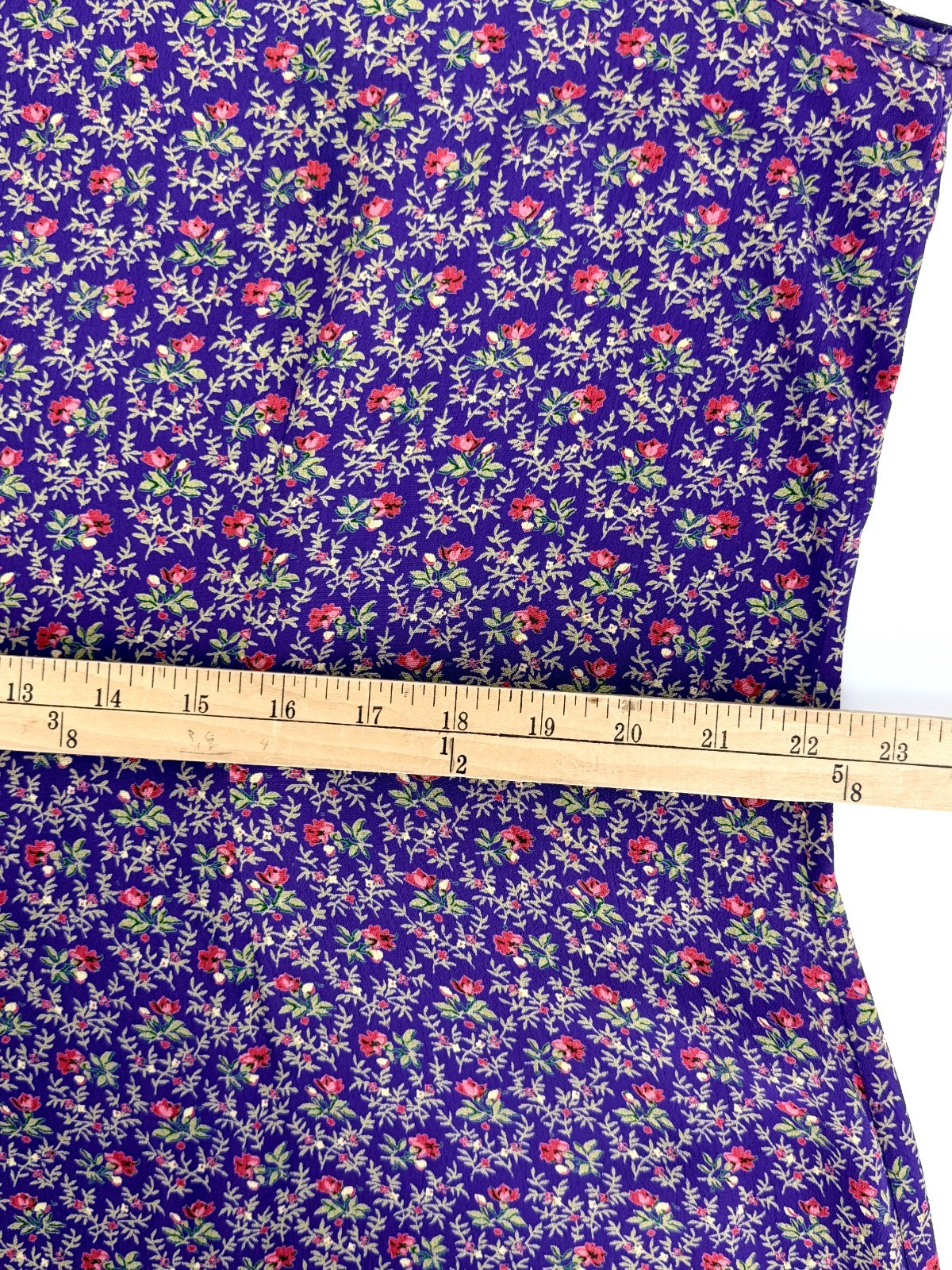VTG 90s April Cornell Purple Ditsy Floral Rayon Maxi Shift Dress XL Cottagecore