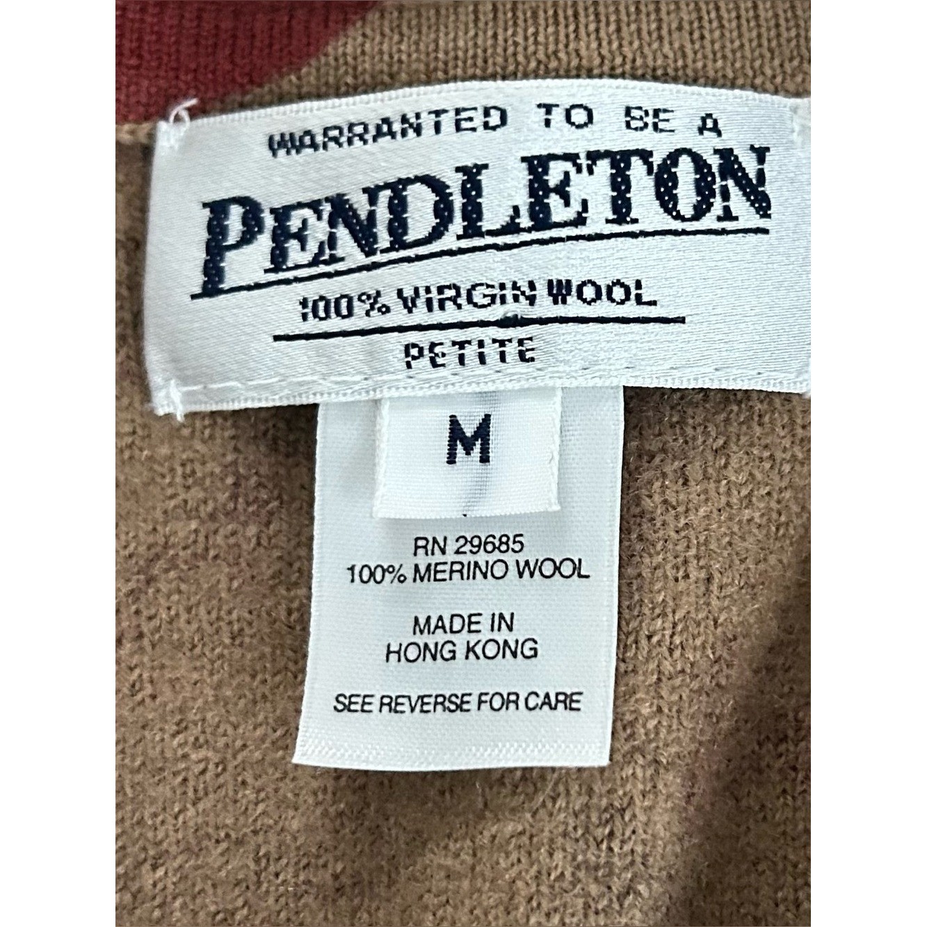 Vintage Pendleton 100% merino wool cardigan women petite M leaf print sweater