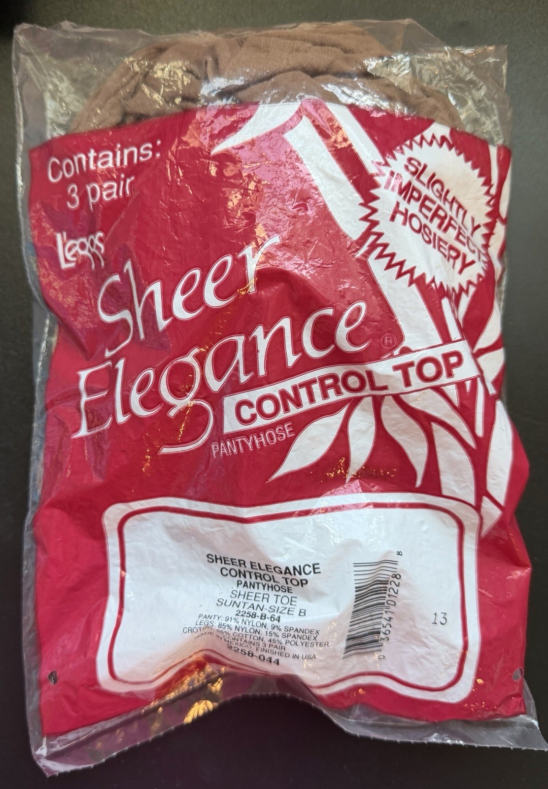 L’eggs Sheer Elegance Control Top Slightly Imperfect Hosiery 3 Pair VTG Size B