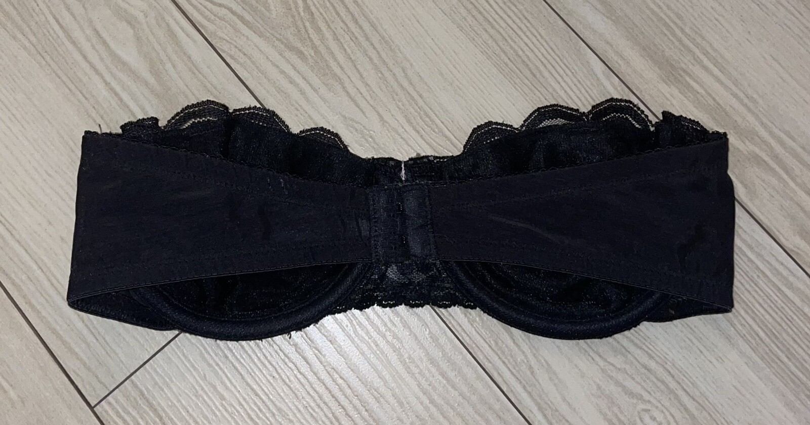Vintage Chantilly Maidenform 7345 Strapless Bra Unlined UW Womens 34C Black