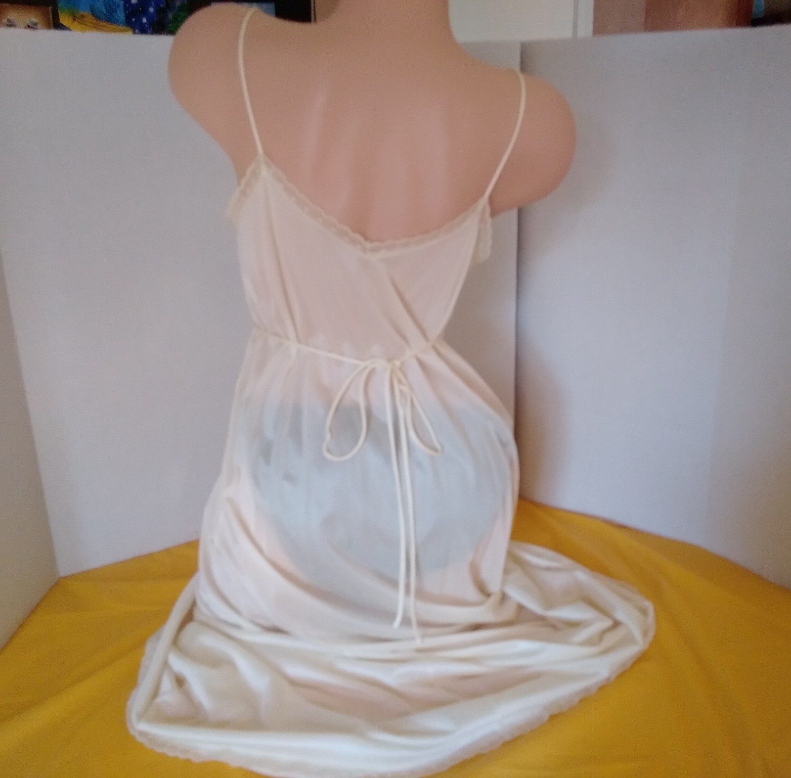 Vintage Sears 2pc Embroidered Bodice Long Nightgown & Robe Small 32/34