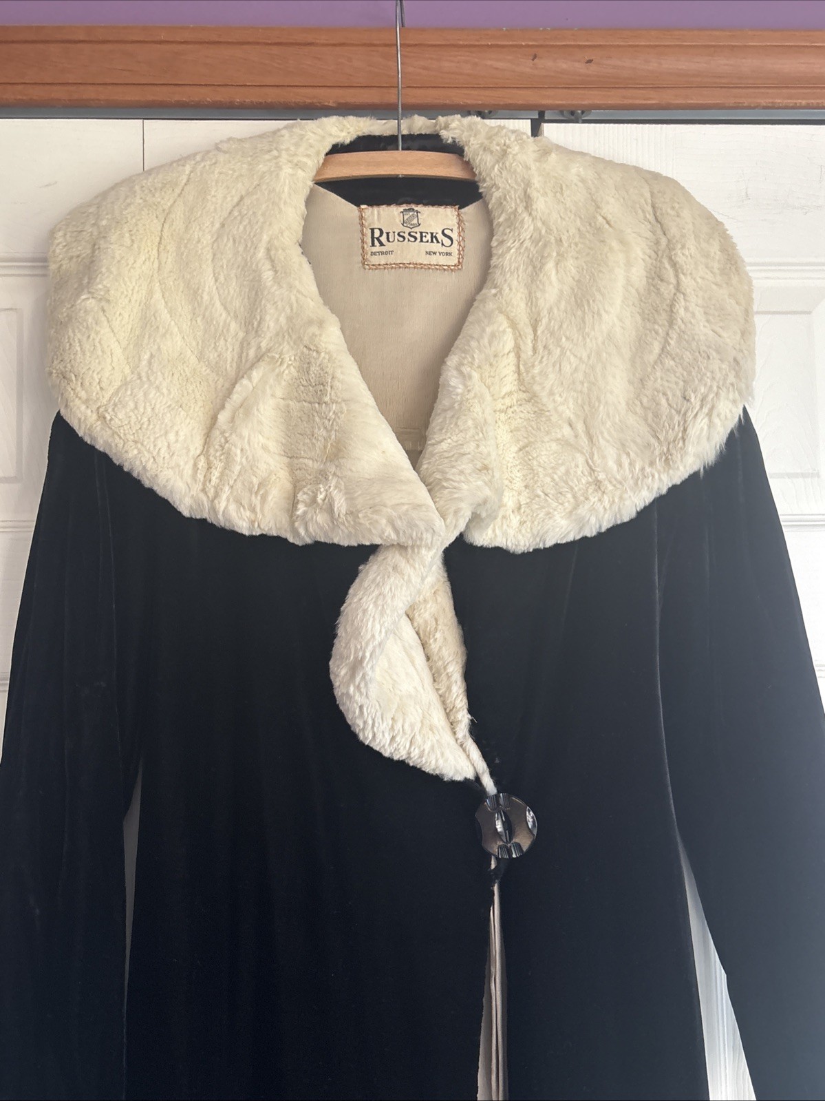 Russeks Antique Velvet Coat/ermine Collar. 1920-1930’s Opera Coat. FREE SHIP