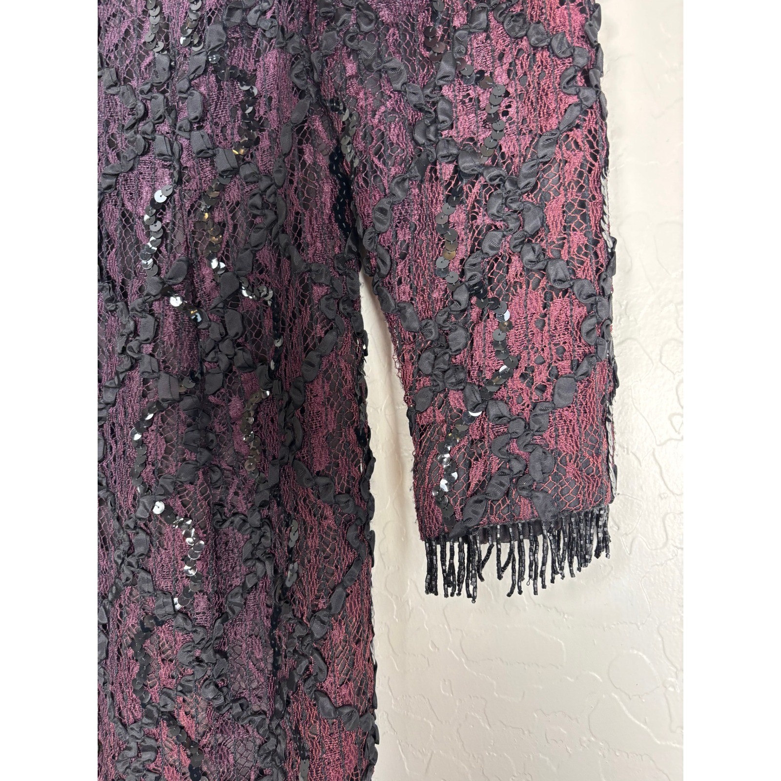 Shuet Young HW Collections Lace Sequin Beaded Dress Purple Black 9-10 2406