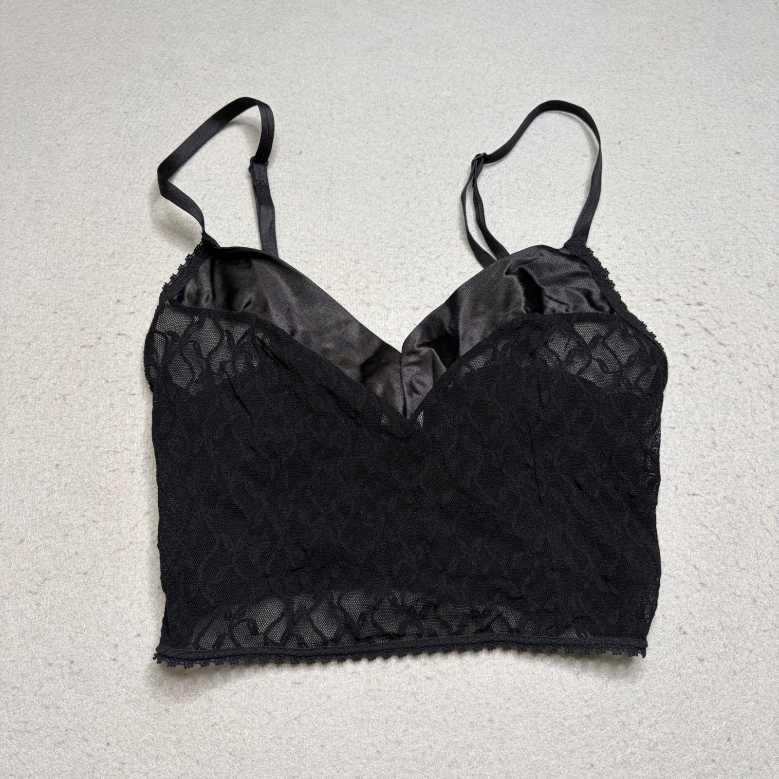 Undercover Wear Cami Top Women Medium Black Vintage 90s Lace Satin Crop Camisole