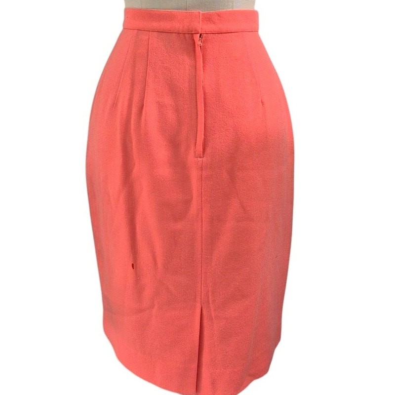 Vtg 80s Magali Skirt Suit Orange Wool Mob Wife Gold Rope Applique Sz 8 M