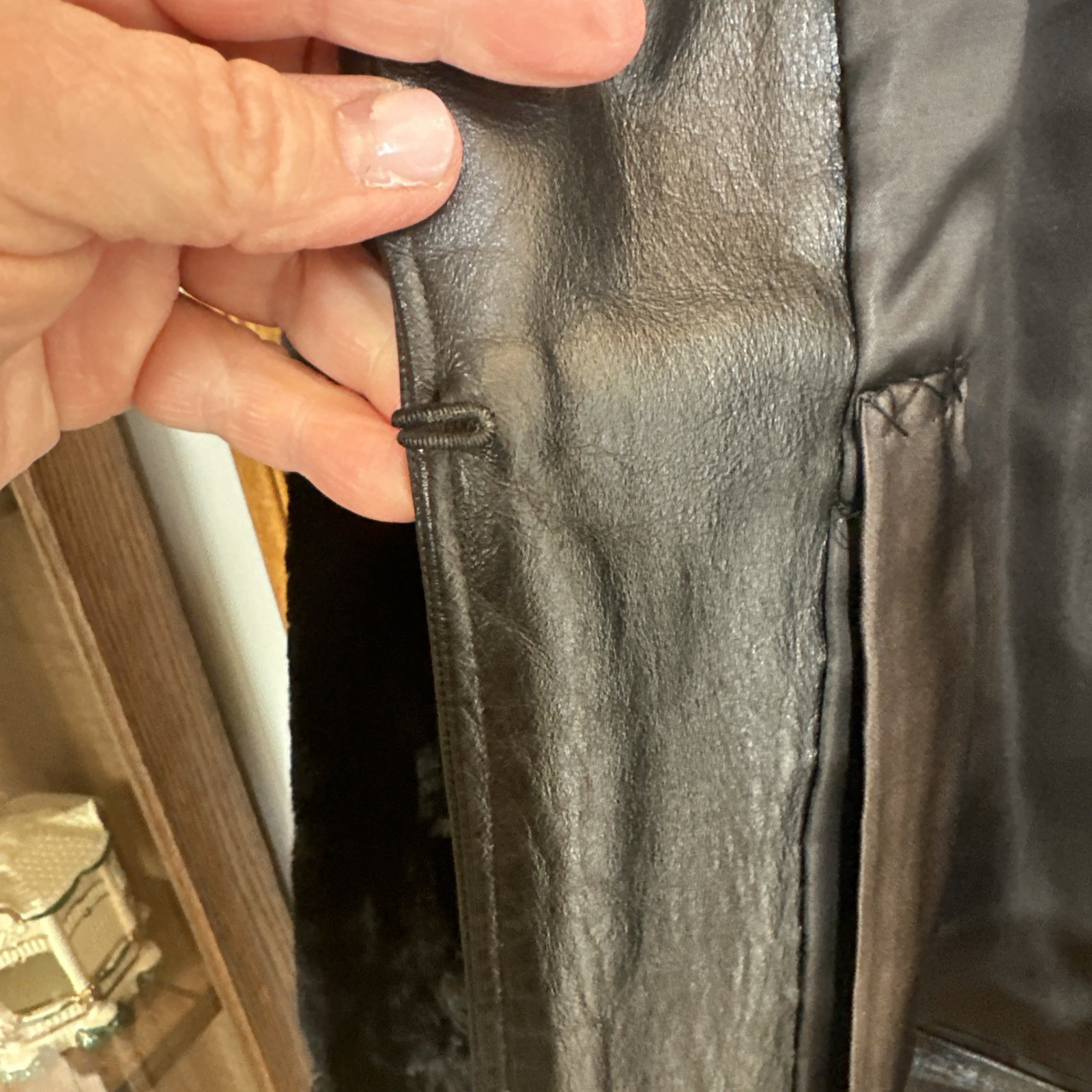 Vintage Sheared Black Mink And Leather Coat