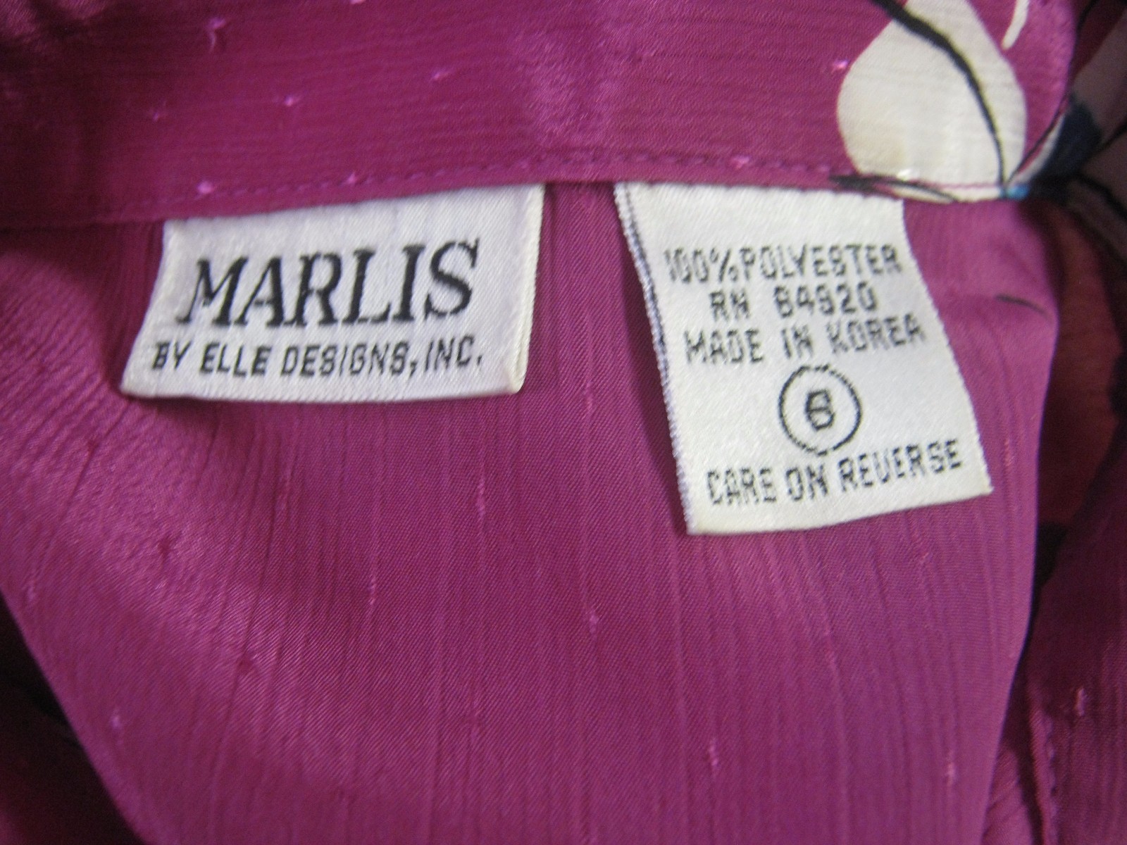 Vintage Marlis Blouse Size 6 Magenta Pink Jacquard Print Floral Career Top