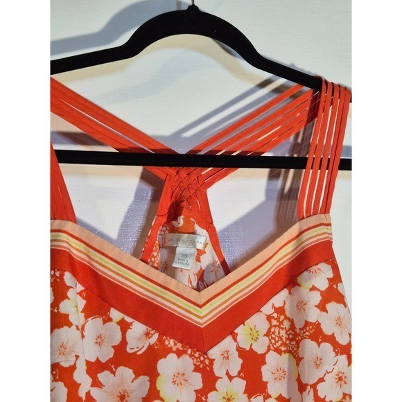 LC Lauren Conrad Orange Floral Strappy Racerback Camisole Blouse XS