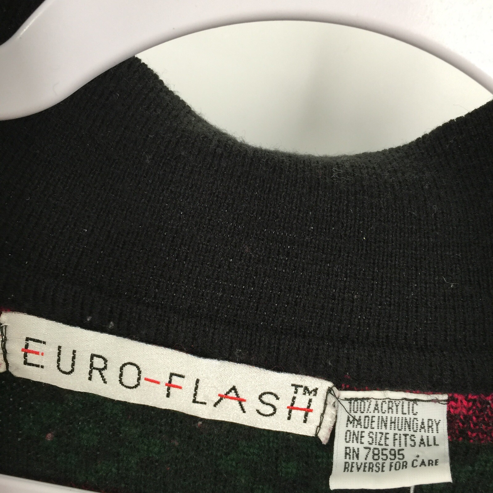 Vintage Euro Flash Collared Pullover Knit Sweater One Size M L Womens Pink Black