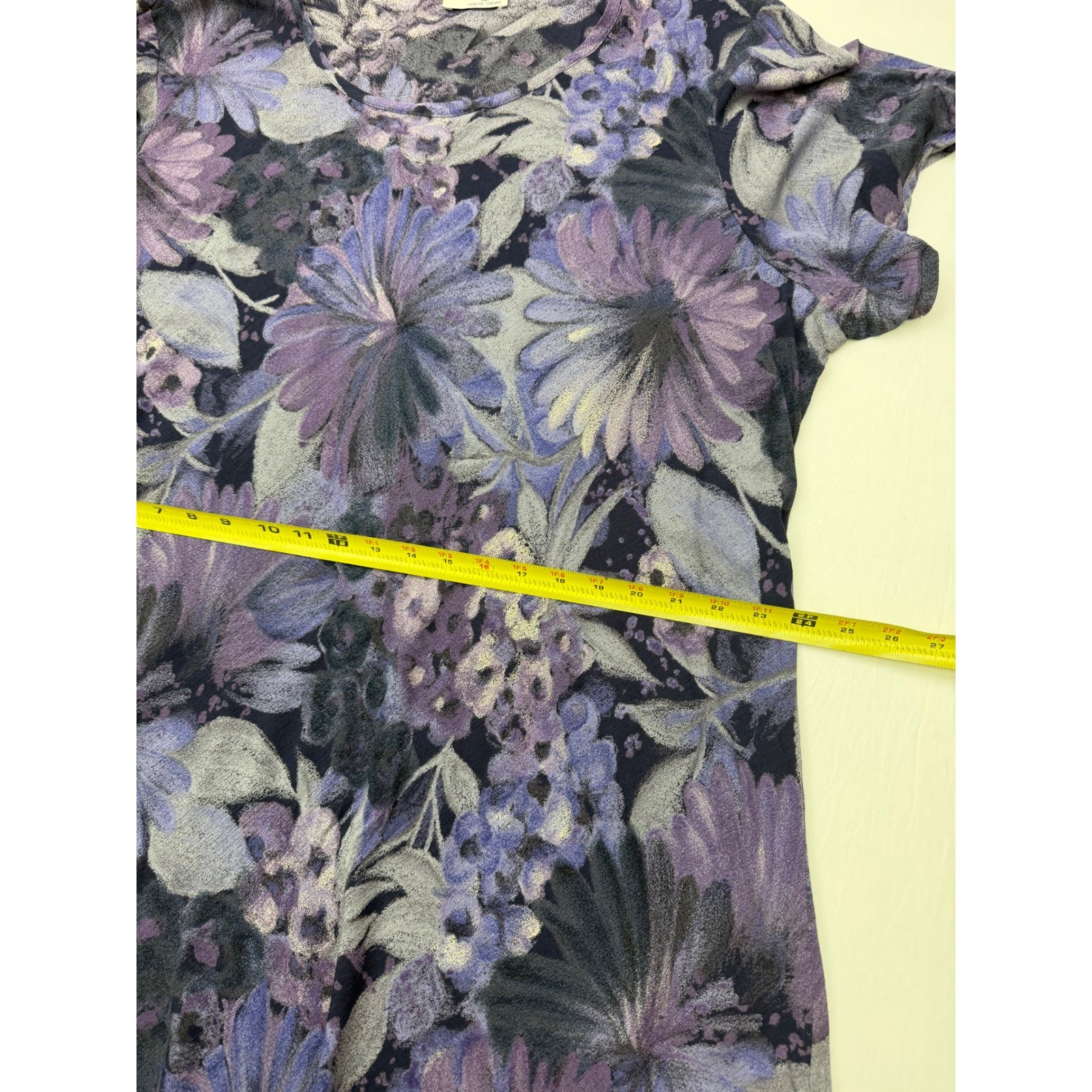 90s Vintage Moody Botanical Floral Scoop Neck Shift Dress XL