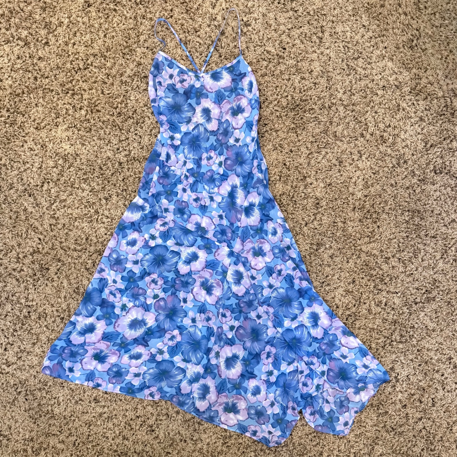 Vintage 90’s y2k SHEER FLORAL SUMMER DRESS M Bias Cut Sexy Sun Beach Festival