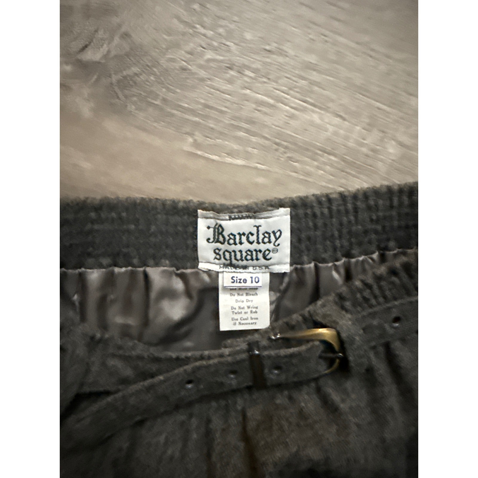 Barclay Square Vintage Secretary Grey Wool Blend Belted Midi Skirt Lined Size 10