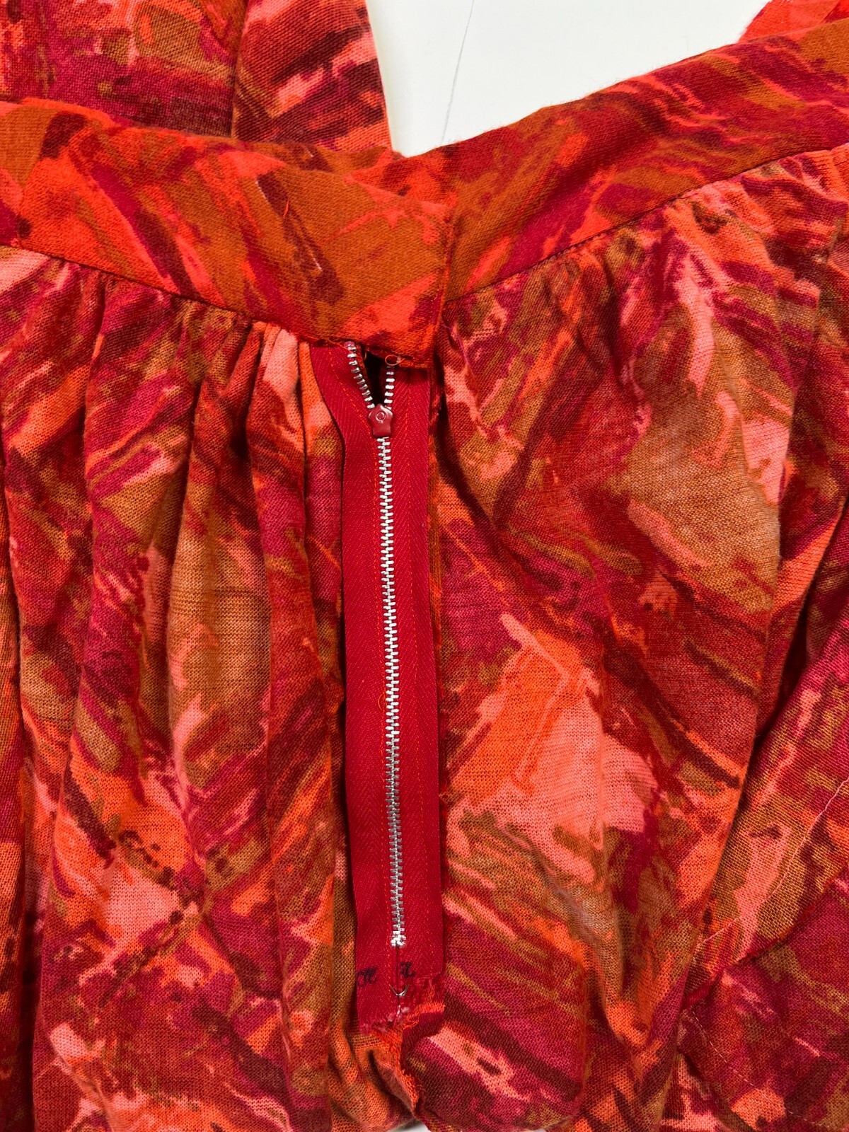 Vintage 60s or 70s Wide-Leg Pants 24″ Waist High Rise Bright Red Orange