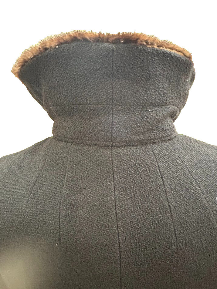 VTG ILGWU Union Made Wool Opera Swing Overcoat Black Fur Collar Women Sz 2XL