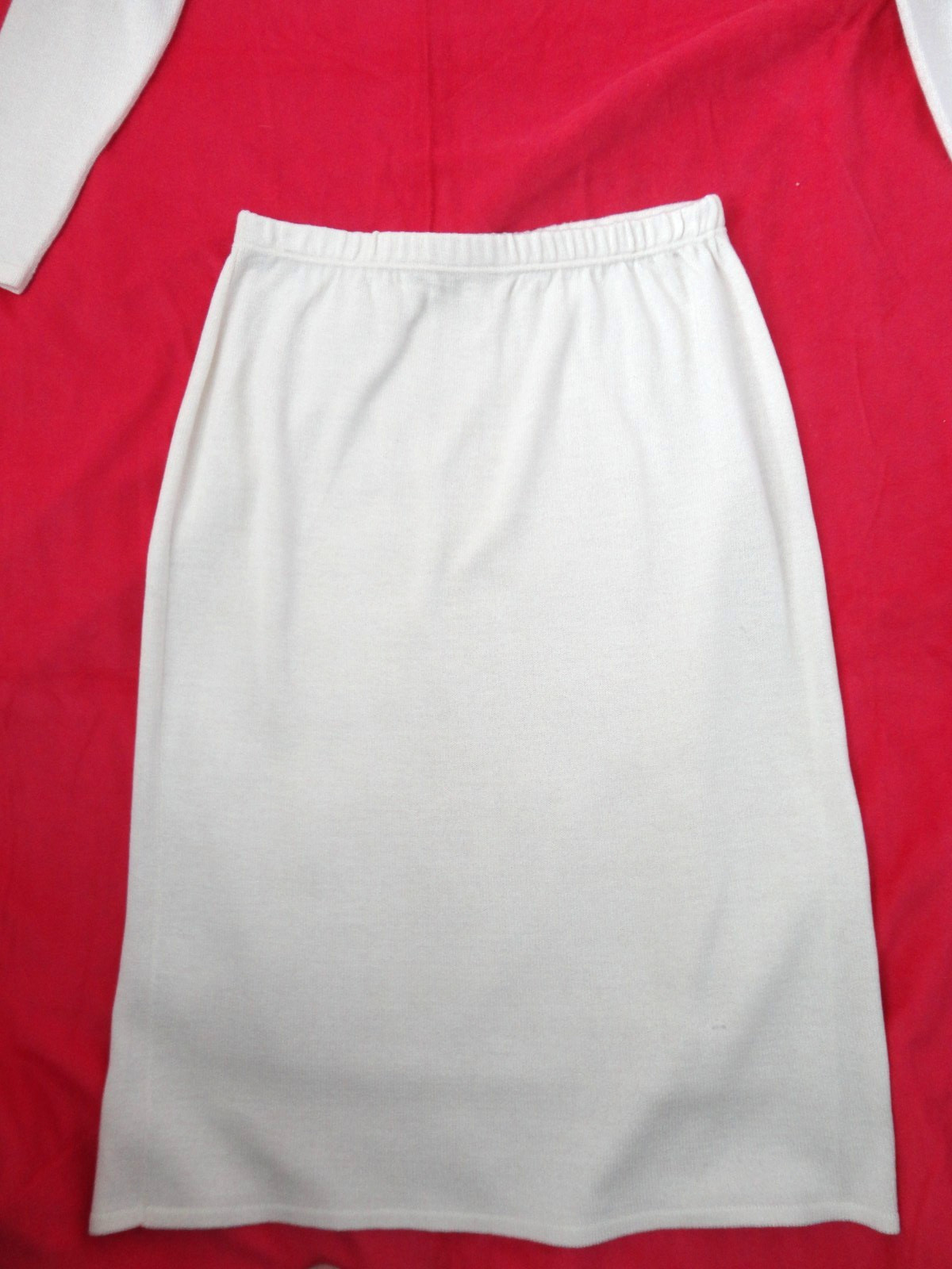 VINTAGE LADIES TAGGED VERONICA SIZE 14 WHITE KNITTED 2 PC SUIT DRESS OLD MONEY