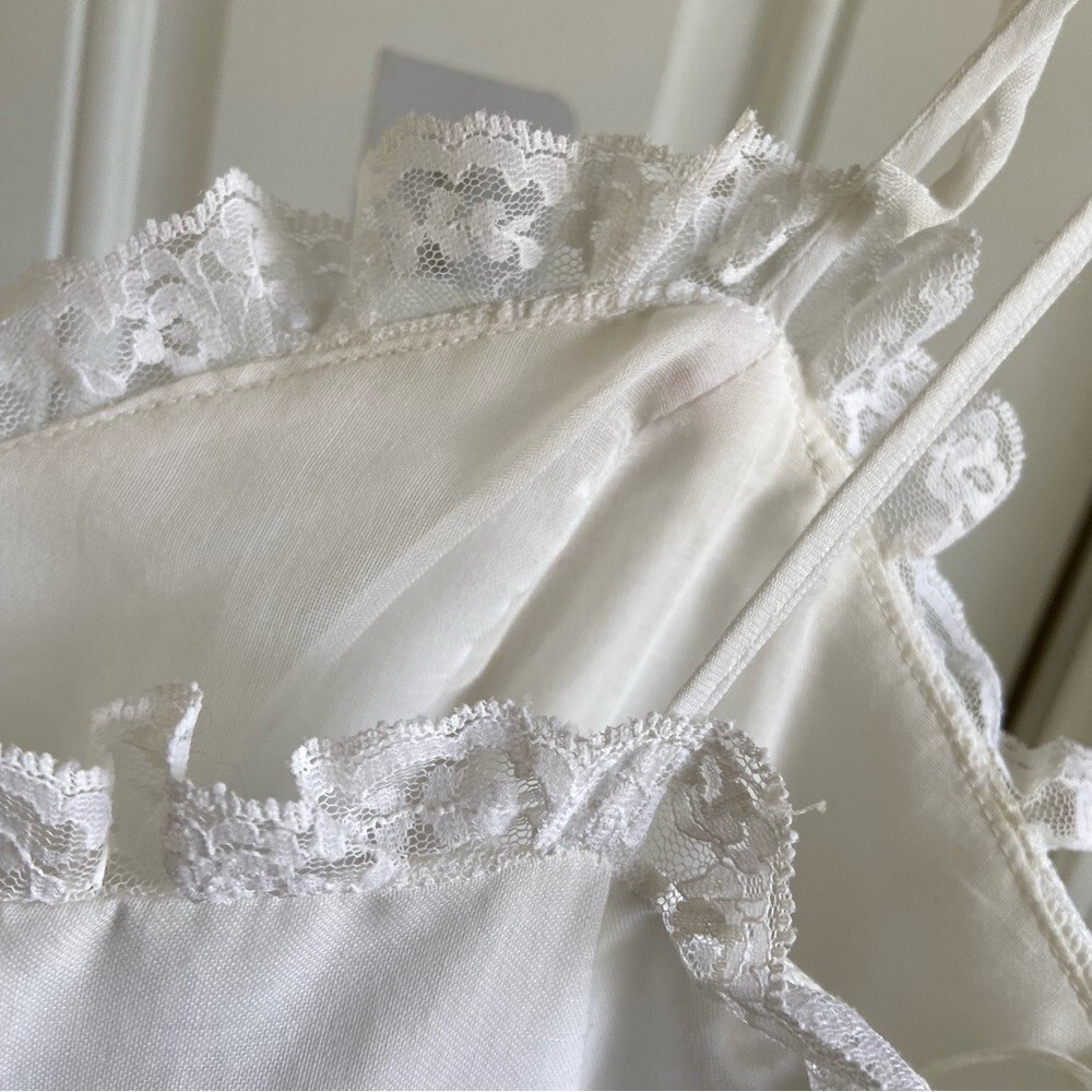 Vintage Candi Jones Floral Embroidered Lace Slip Dress Size 7 Prairie Cottage