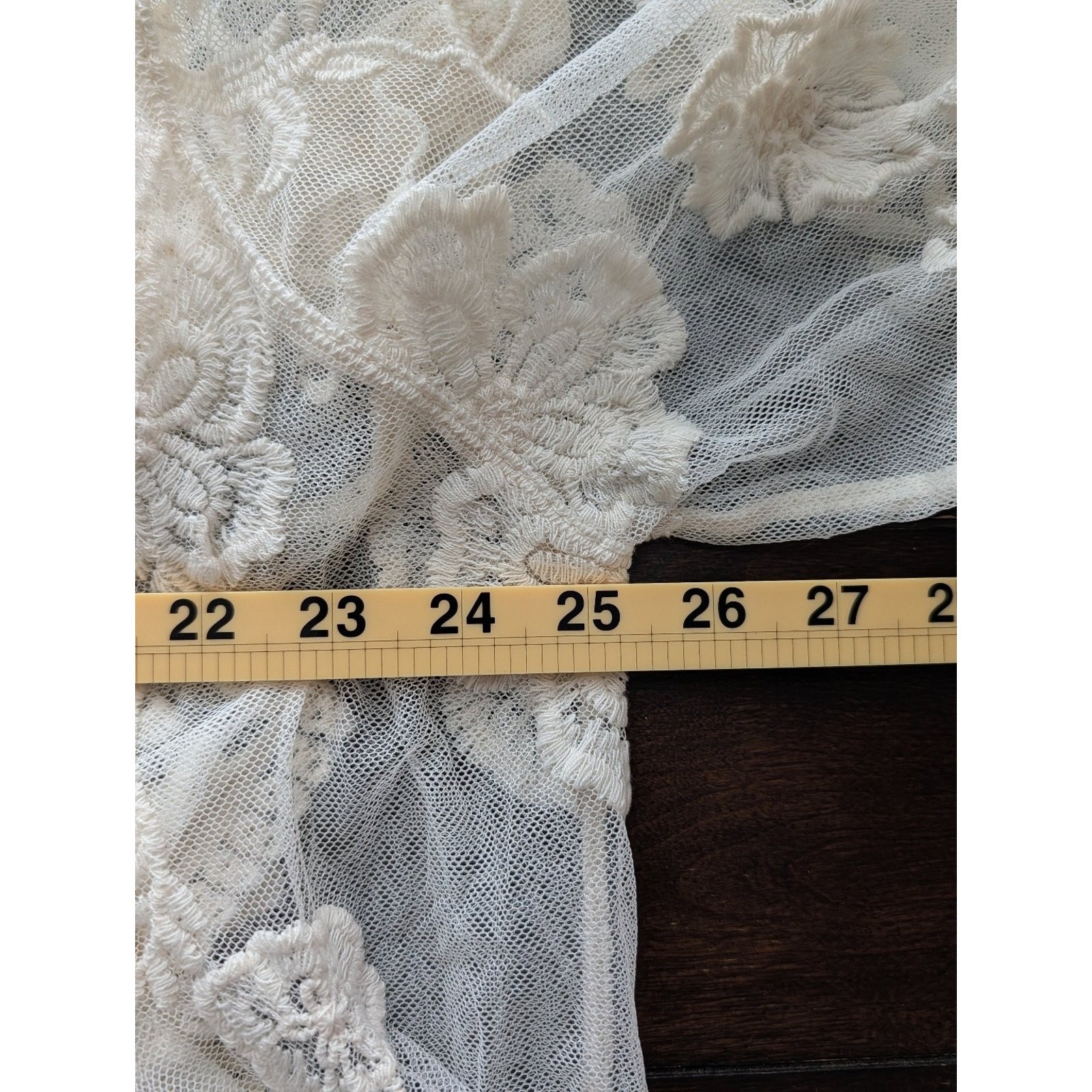 Cream Floral Lace Kimono Cardigan L-XL Embroidered Sheer Boho