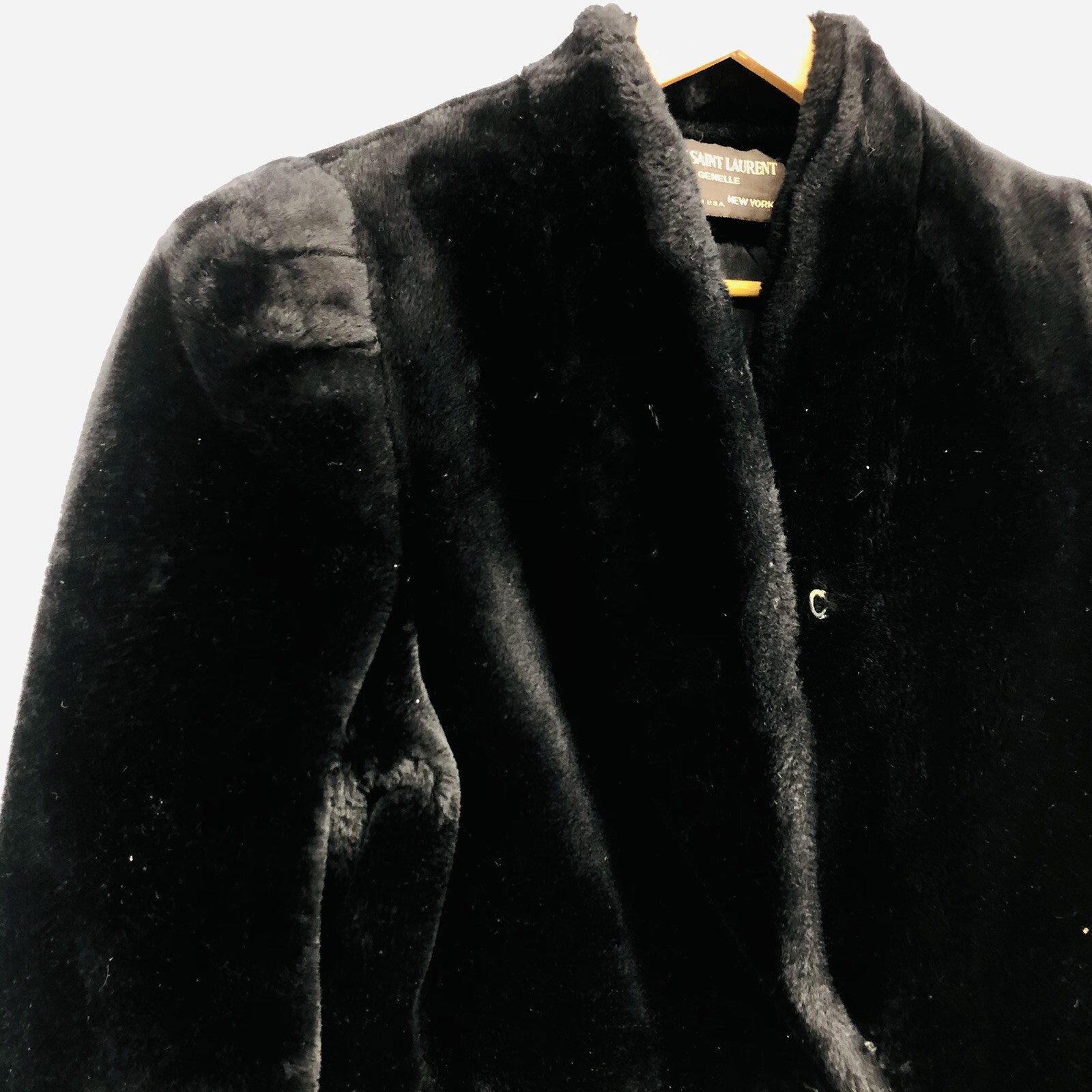 Vintage Jacques Saint Laurent for Genelle New York Faux Fur Overcoat Black