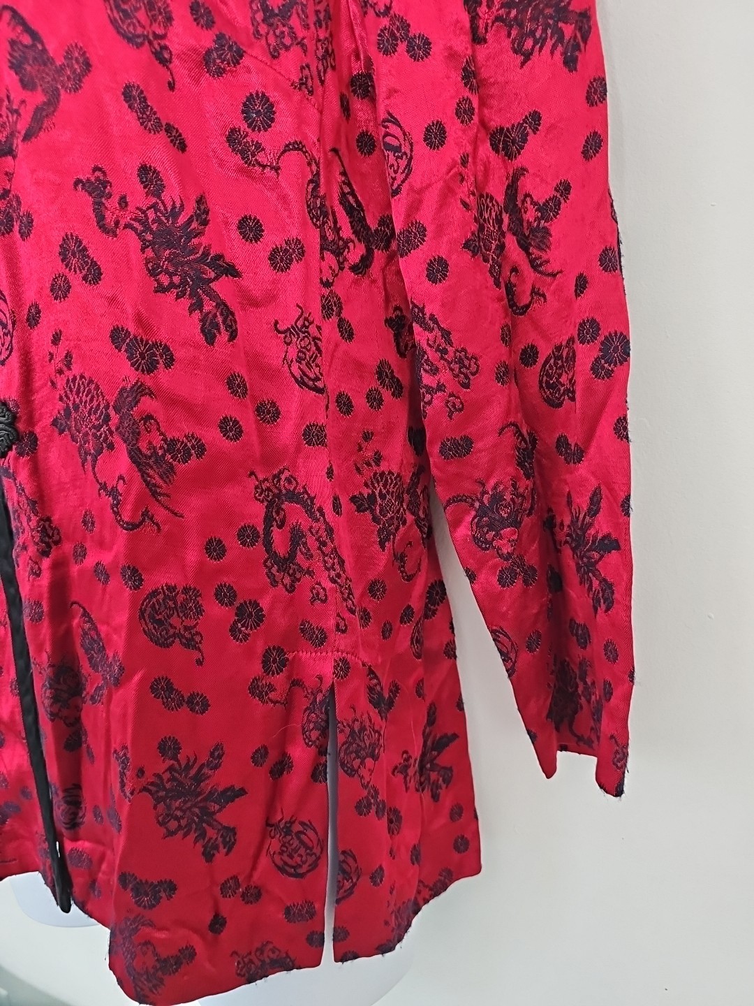 R&M Richards Vintage Red Embroidered Nehru Oriental Jacket Blazer Petite 12P