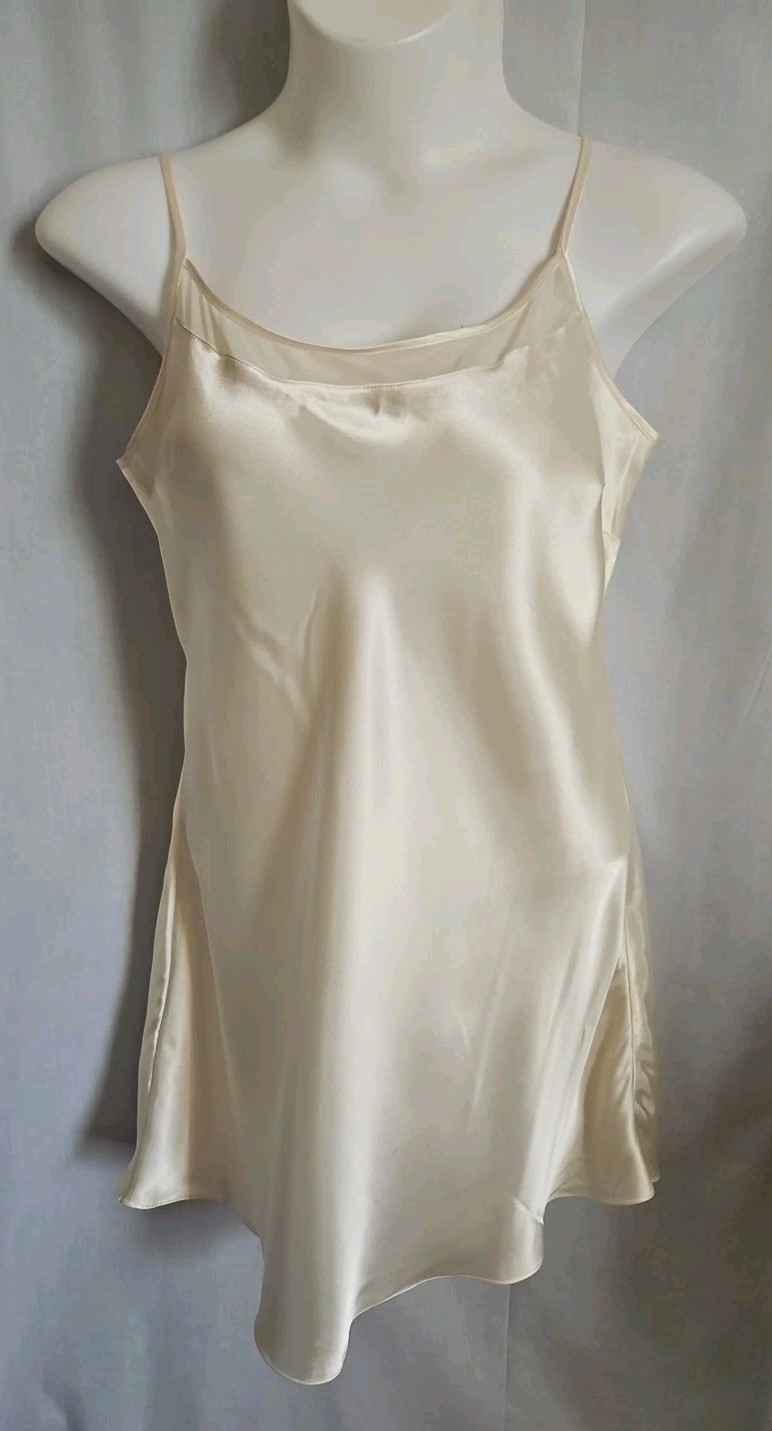 Vintage 90s Y2K Enchanting Liquid Satin Nightgown Size Large IVORY