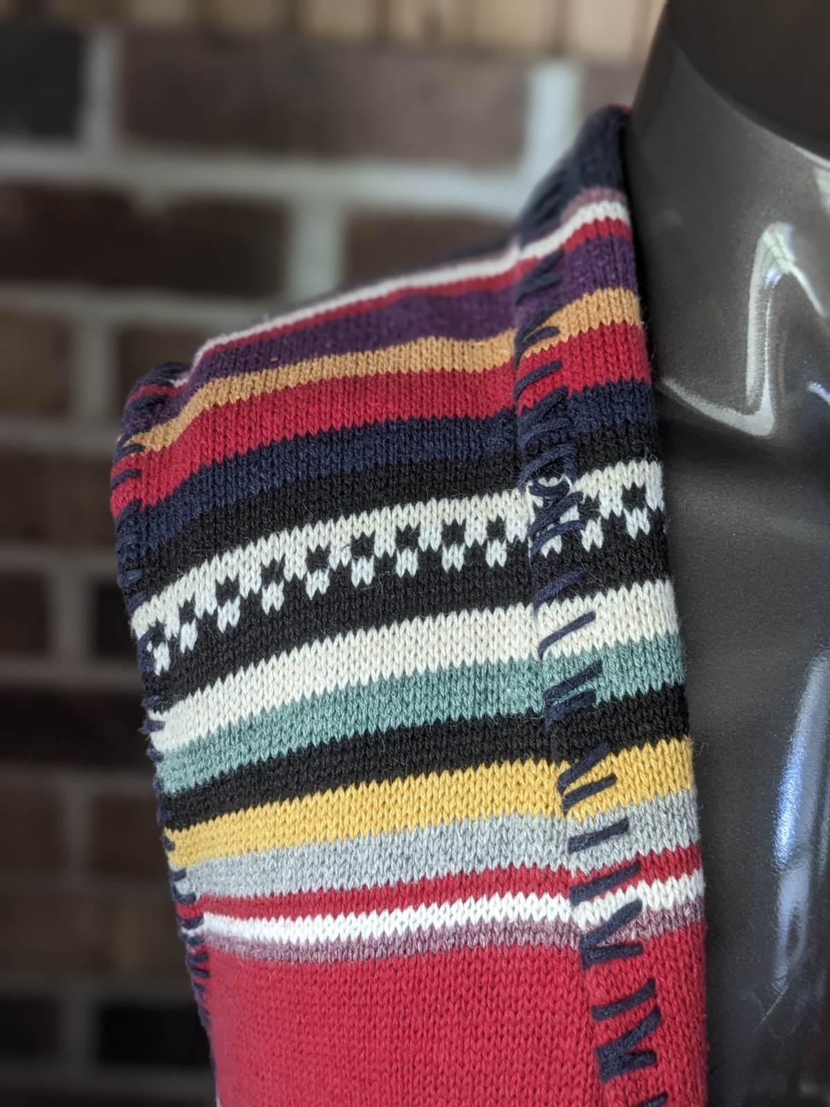Southwestern Boho 90s Cotton & Ramie Multicolor Knit Native American L Vest