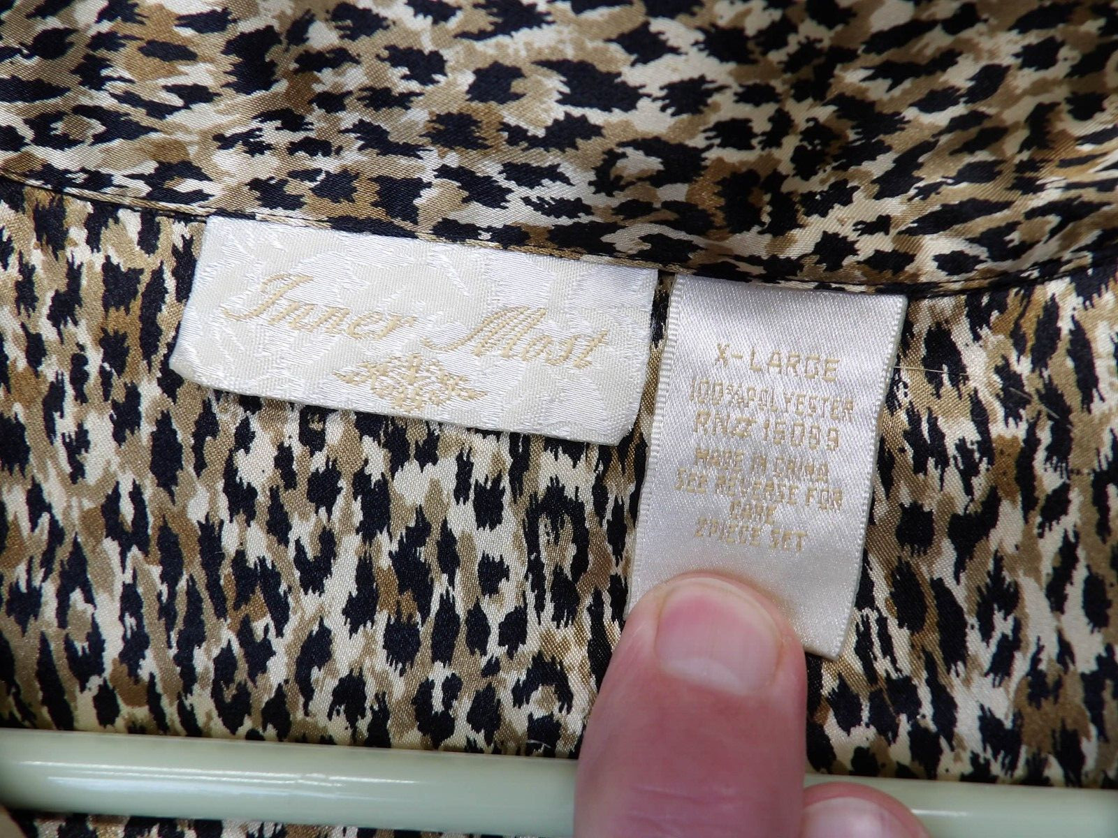 Vtg INNER MOST Womens 2 Piece Pajama Set Y2K Animal Print Long Pant PJ’s L/XL