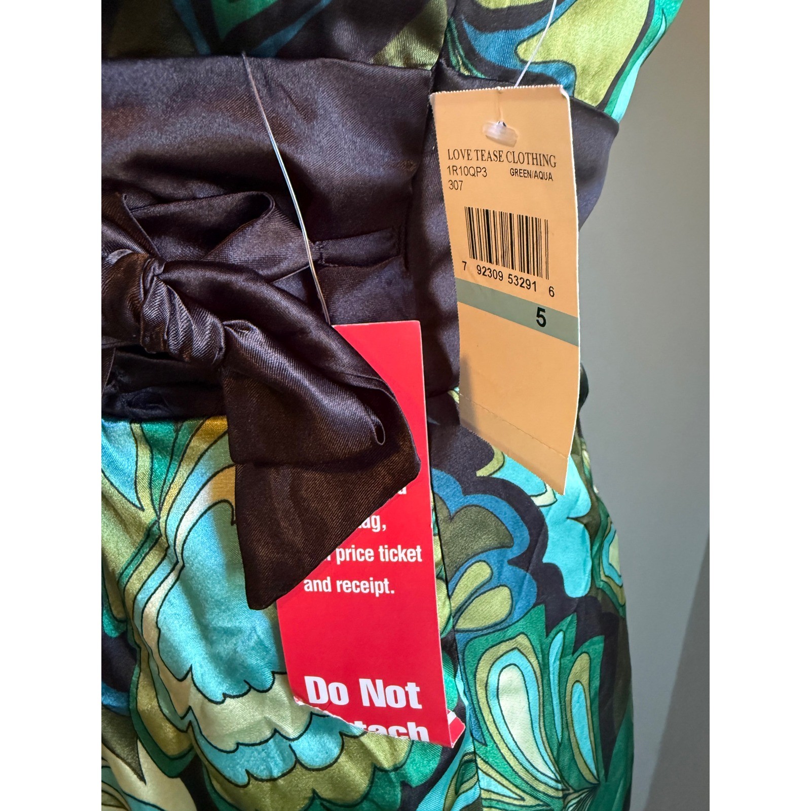 Love Tease Green Aqua Floral Satin Fit Flare Dress Tulle y2k 5 NWT retro dainty