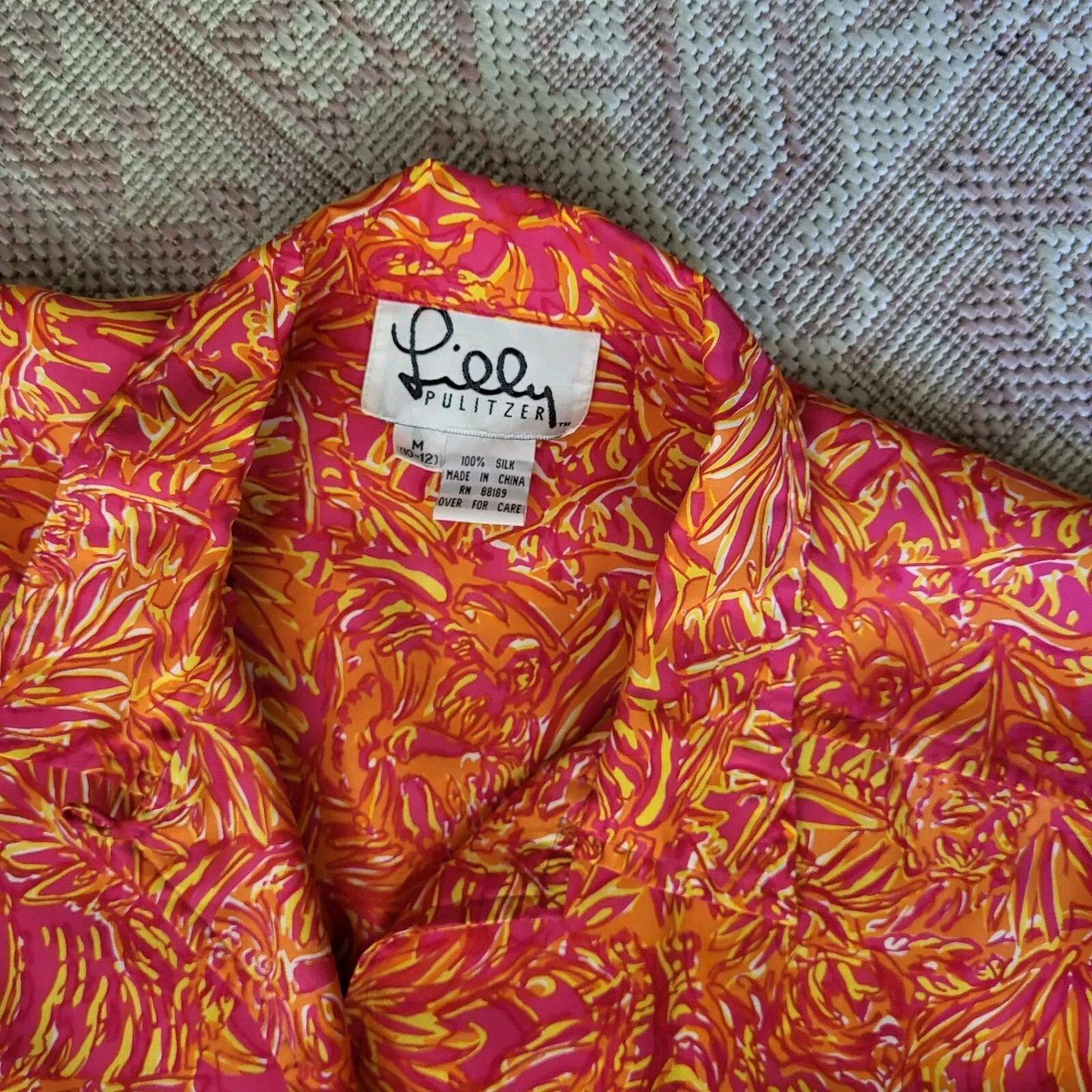 Vintage Lilly Pulitzer Silk 2 Peice Blouse and Pants Set White Label Size M/L