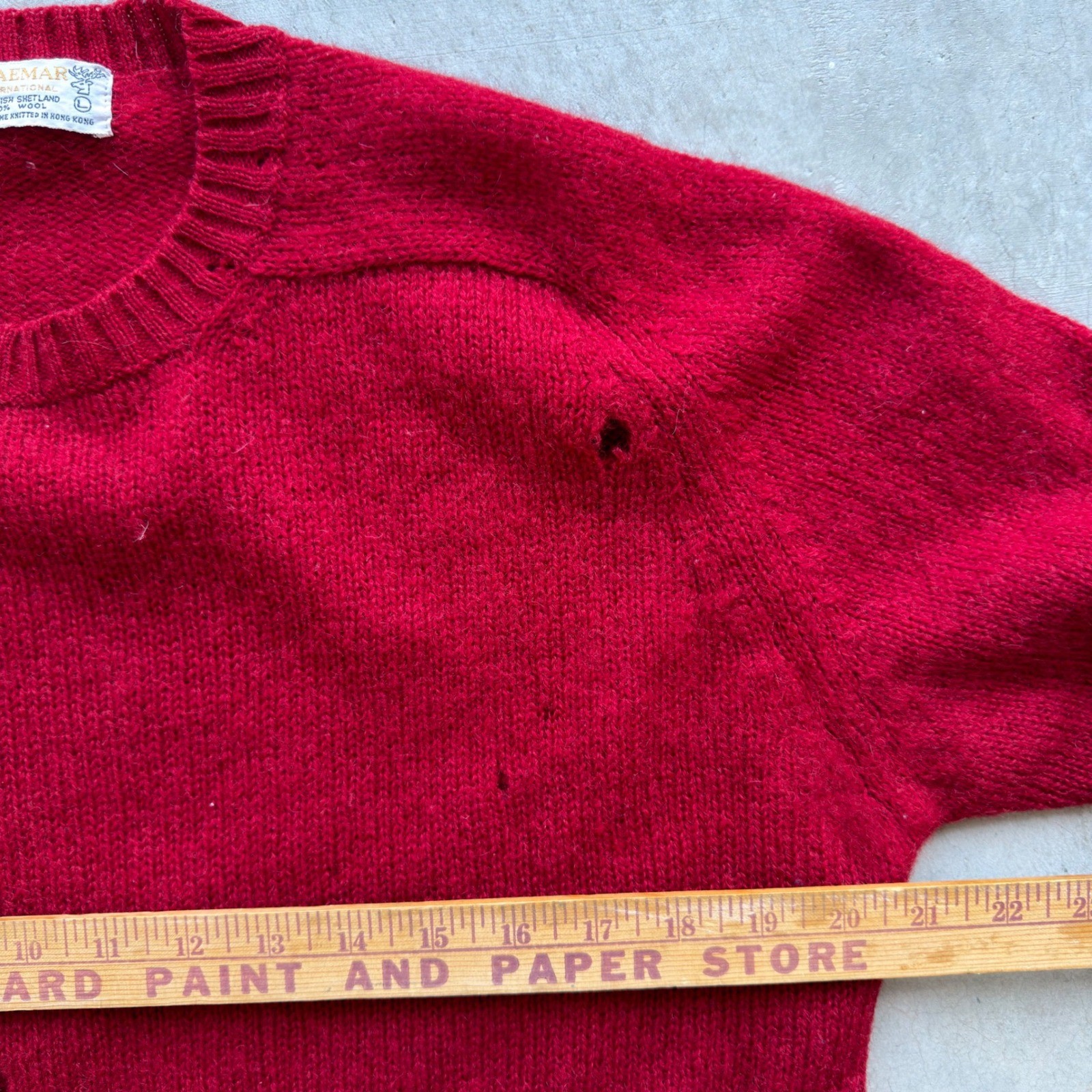 Vintage Braemar International Red Shetland Wool Sweater Mens 70s 80s Scotland