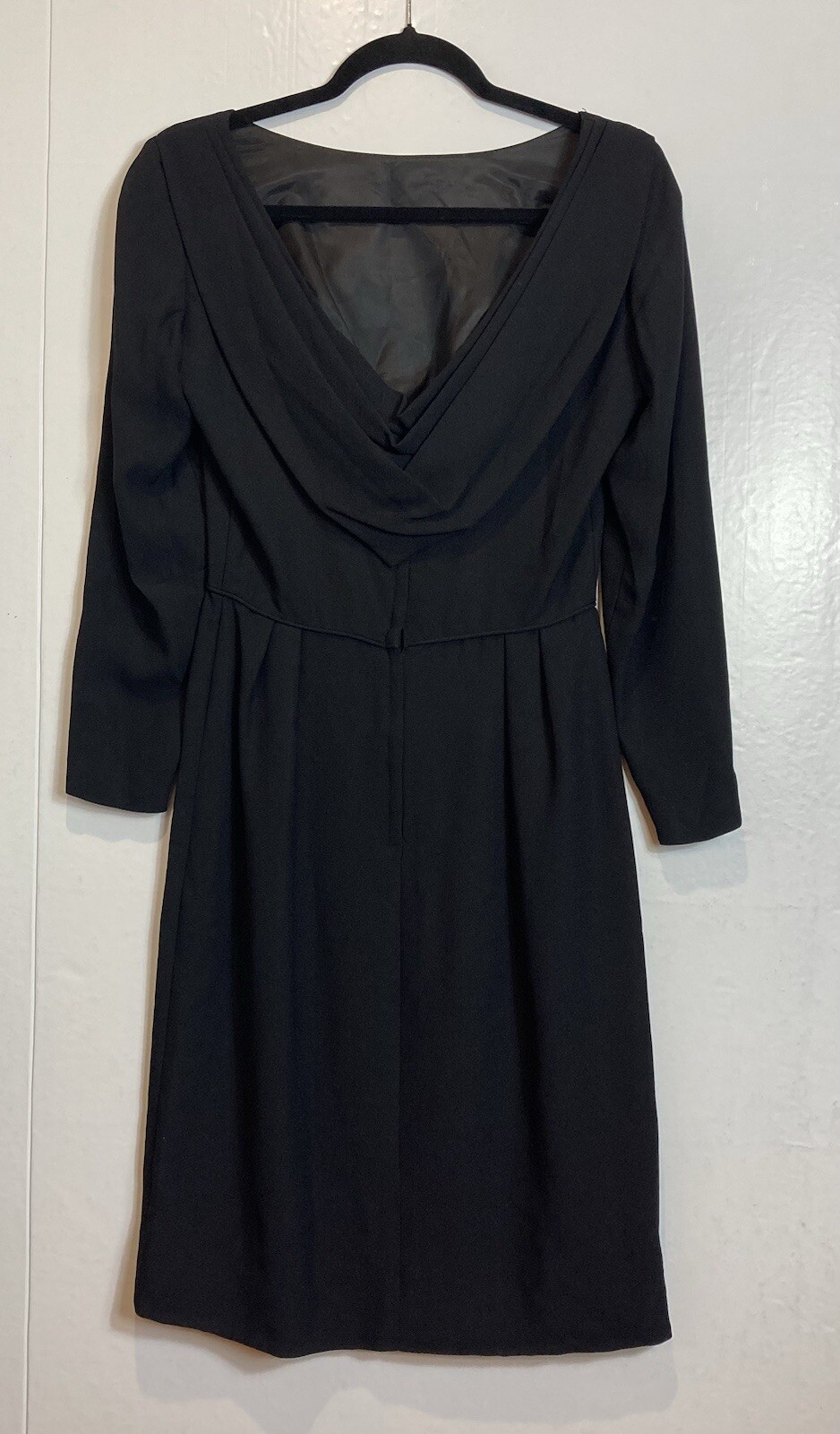 Vintage Another Ann Barry Jr Dress Size 13 Black Draped Back Zippers 60s Goth