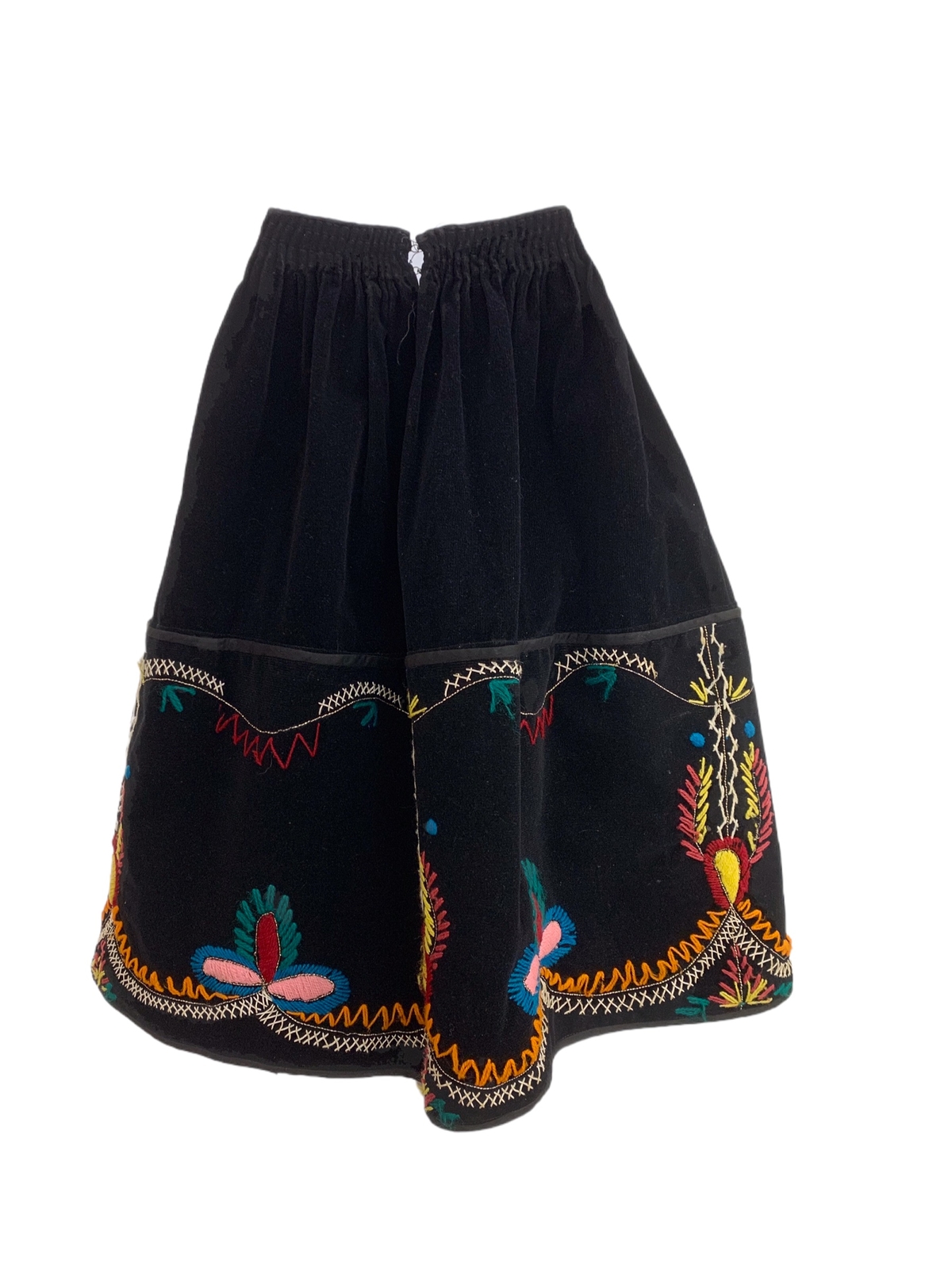 Vtg Vintage 1930s 30s 1940s 40s Embroidered Hungarian Folk Art Velvet Mini Skirt
