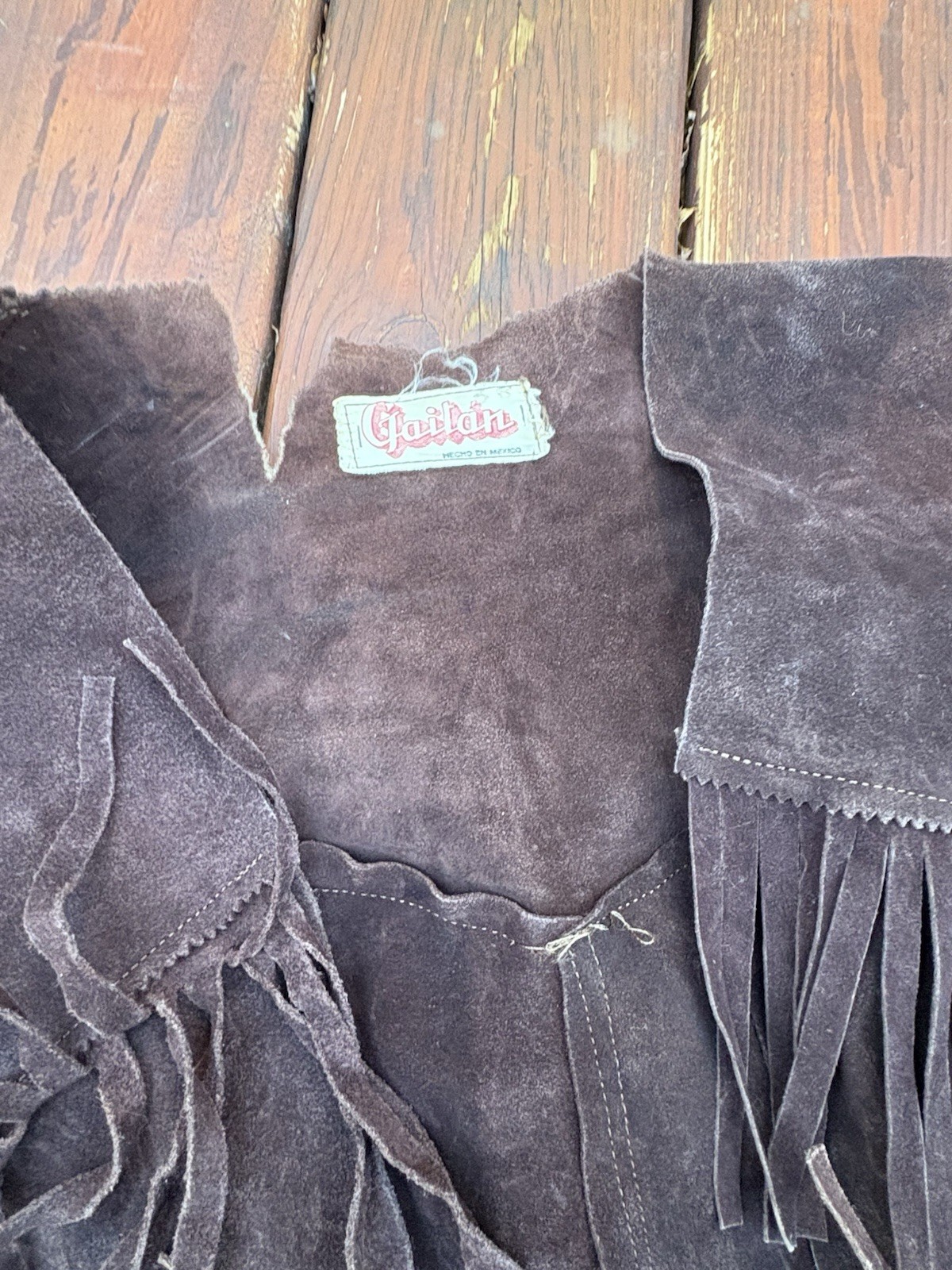 Vintage Gaitan Brown Leather Fringe Vest Made in Mexico Approximately Small