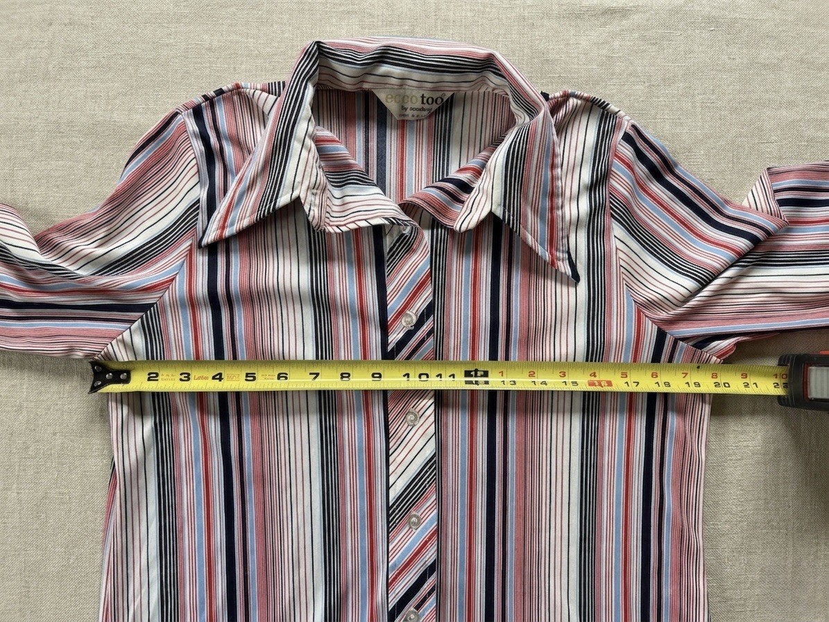 Vintage 70s Eccotoo by Eccobay Striped Disco Shirt | Made in USA