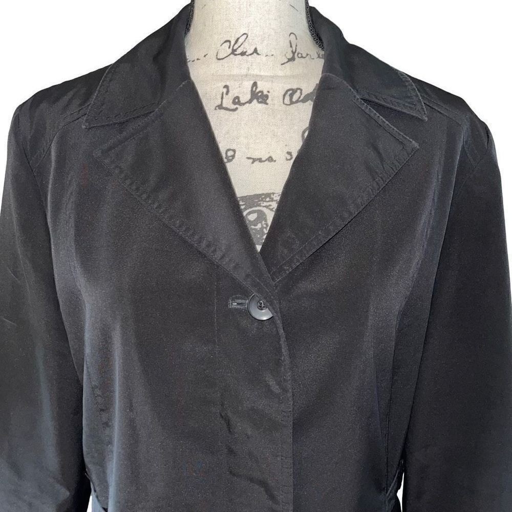 Gallery Womens Black Button Up Lightweight Jacket Notched Lapel Size Medium