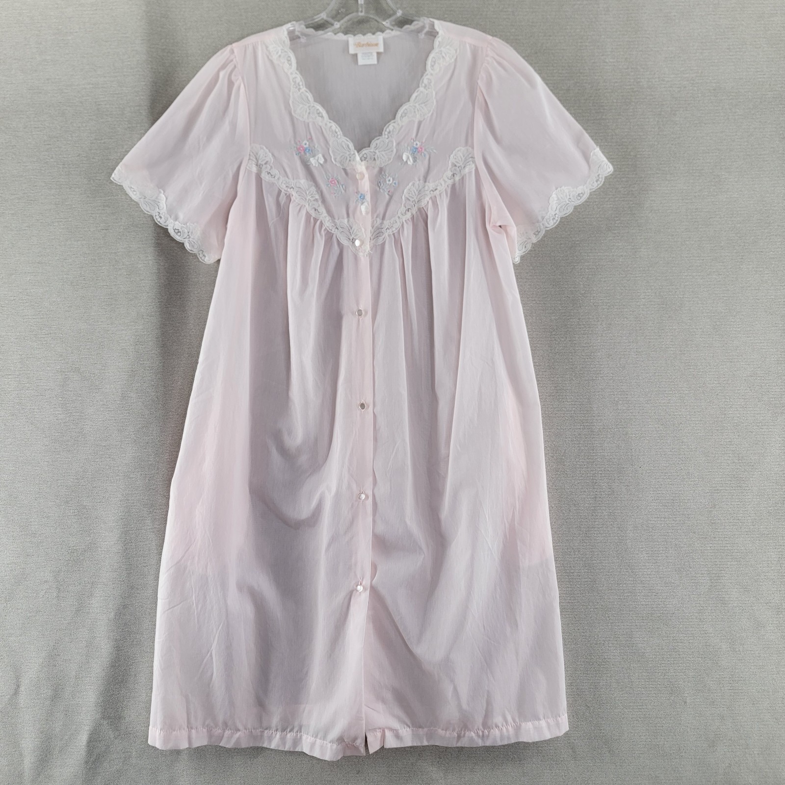 Barbizon Womens Nightgown Vtg Embroidered Cottage Housecoat Size Large Petite