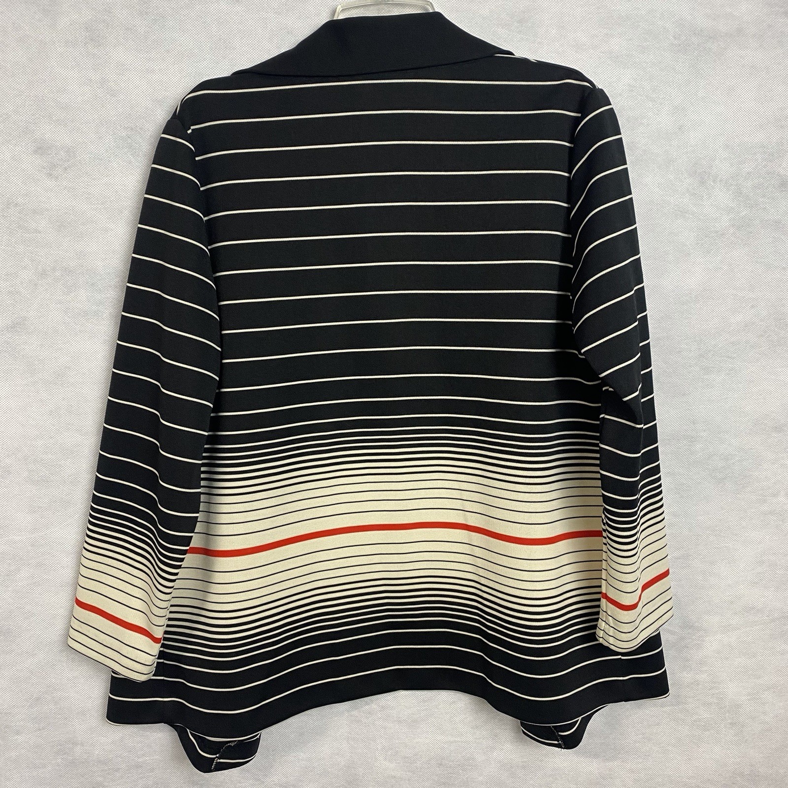 Vintage 70s Pepper tree Open Front Poly Jacket Women 18.5 Black White Red Flaw
