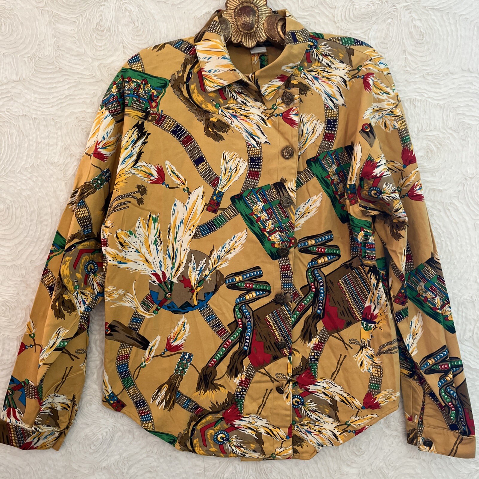 Vintage Alexander Campbell Shirt Women’s Medium Western Cowgirl Graphic Cotton