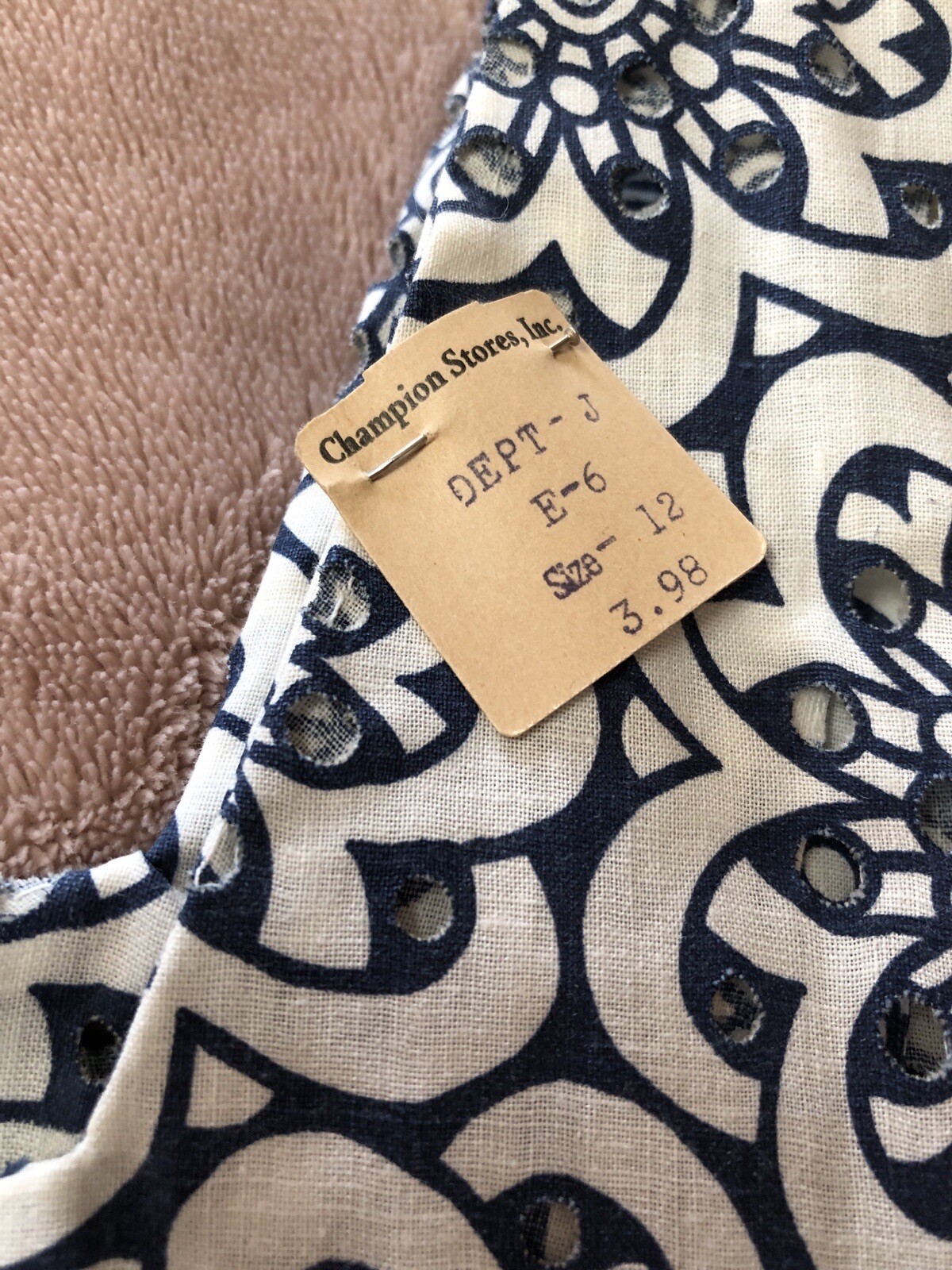 VTG 1940s-50s „SUE SHERRY” Die-Cut EYELET Graphic SUNDRESS *DEADSTOCK w/TAGS XXS
