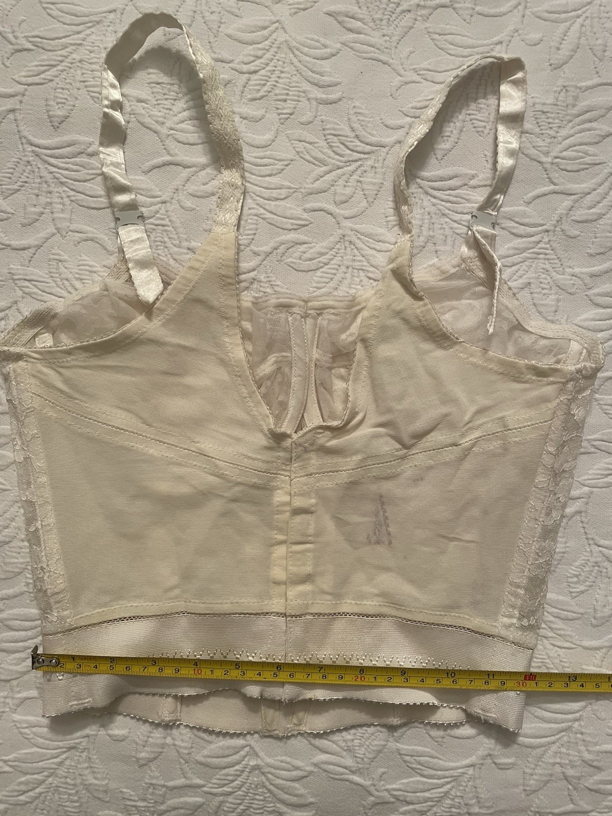Vintage Rondeau original Lilyette bra 38 / 39 C Long line ivory lace Corset #679