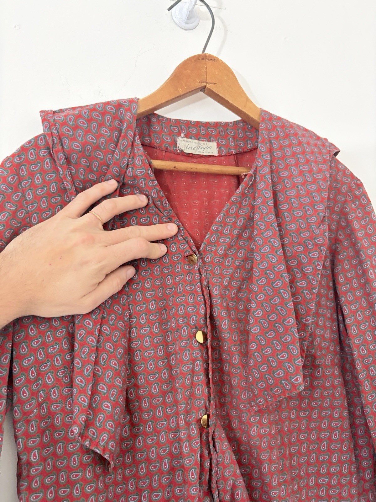 Rare 1950s Lord & Taylor Paisley Cotton Skirt Set Pleated A Line Tailored XS S