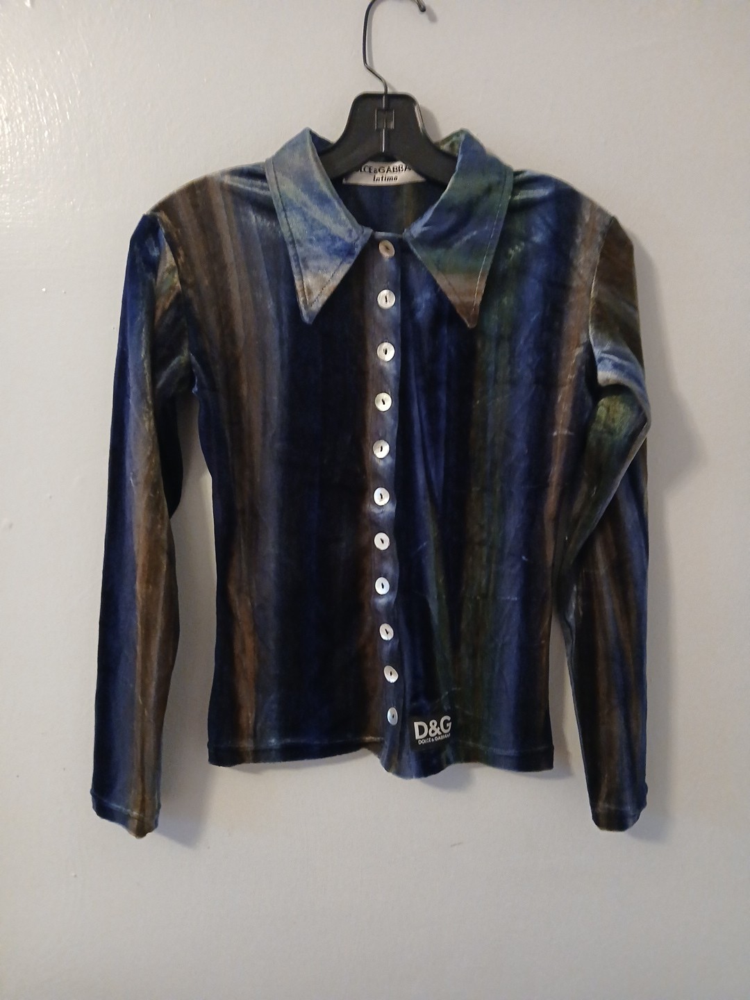 Vintage Womens Dolce Gabbana Intimo Long Sleeve Button Up Multicolor Shirt Size